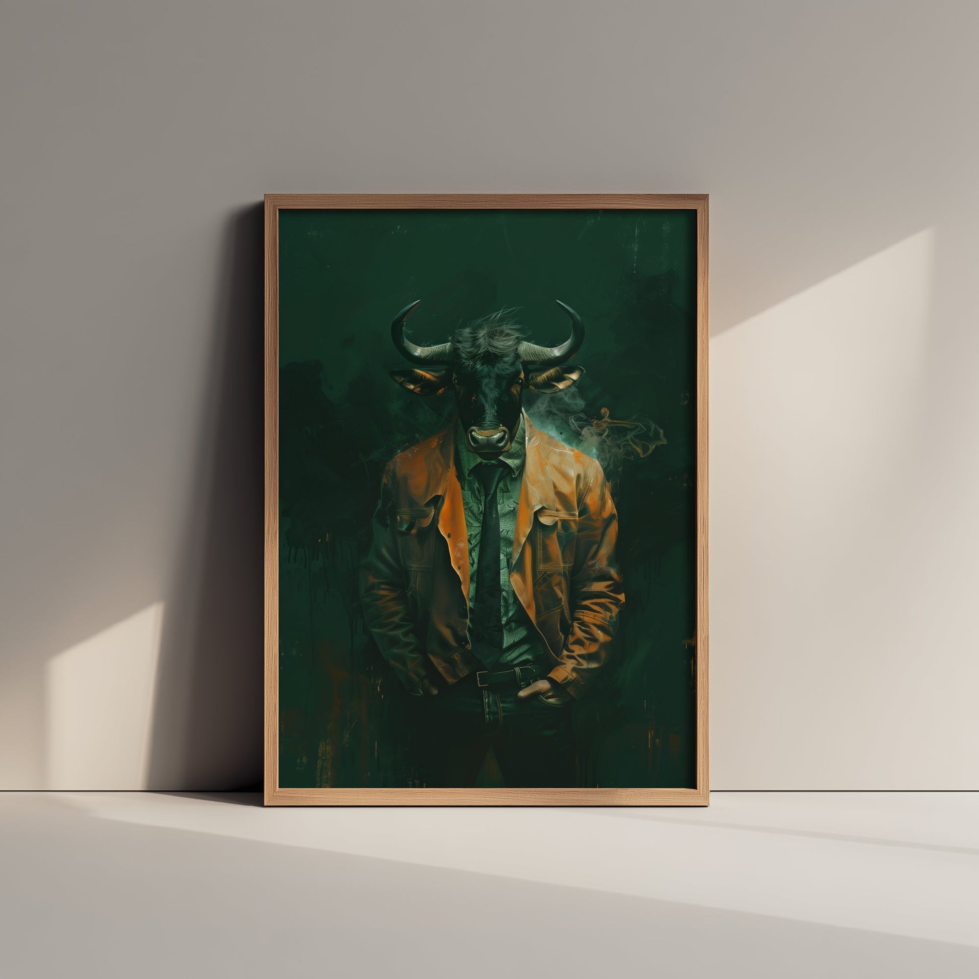 Wildebeest in a Suit Art Print - Bold Animal Portrait Poster - Quirky Animal Painting - Modern Safari Animal V3 3/3