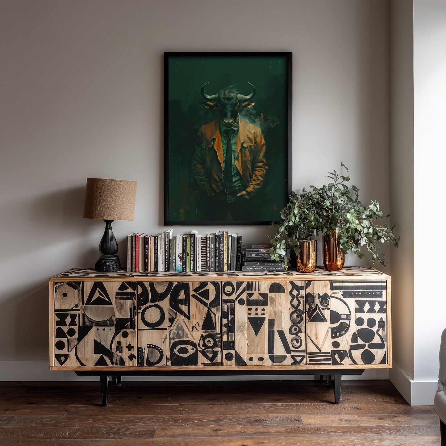 Wildebeest in a Suit Art Print - Bold Animal Portrait Poster - Quirky Animal Painting - Modern Safari Animal V3 3/3