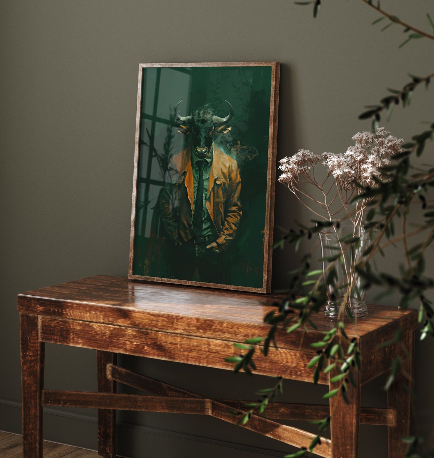 Wildebeest in a Suit Art Print - Bold Animal Portrait Poster - Quirky Animal Painting - Modern Safari Animal V3 3/3