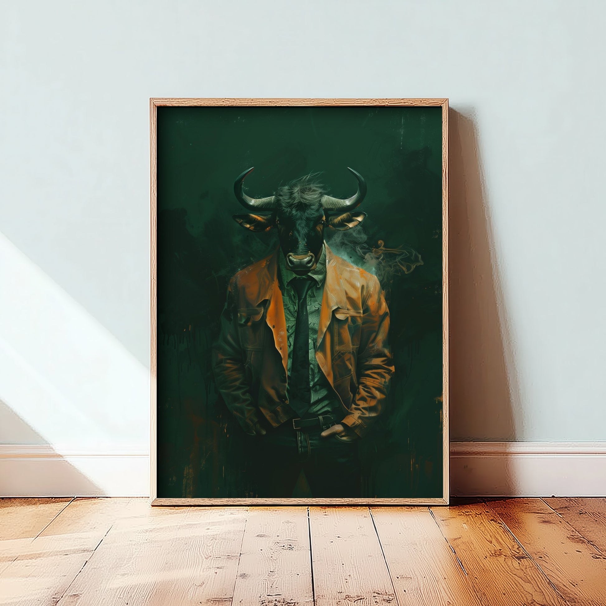 Wildebeest in a Suit Art Print - Bold Animal Portrait Poster - Quirky Animal Painting - Modern Safari Animal V3 3/3