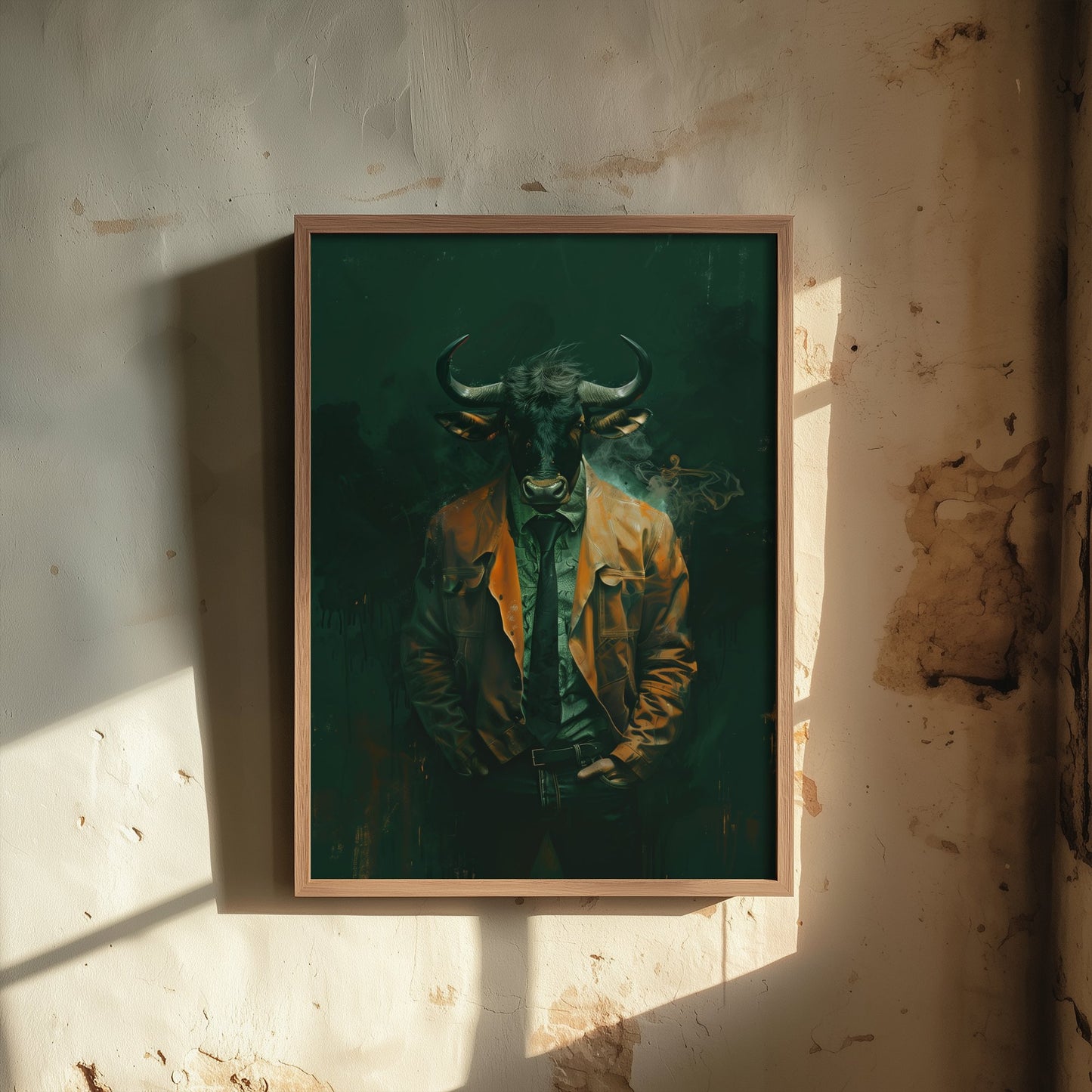 Wildebeest in a Suit Art Print - Bold Animal Portrait Poster - Quirky Animal Painting - Modern Safari Animal V3 3/3