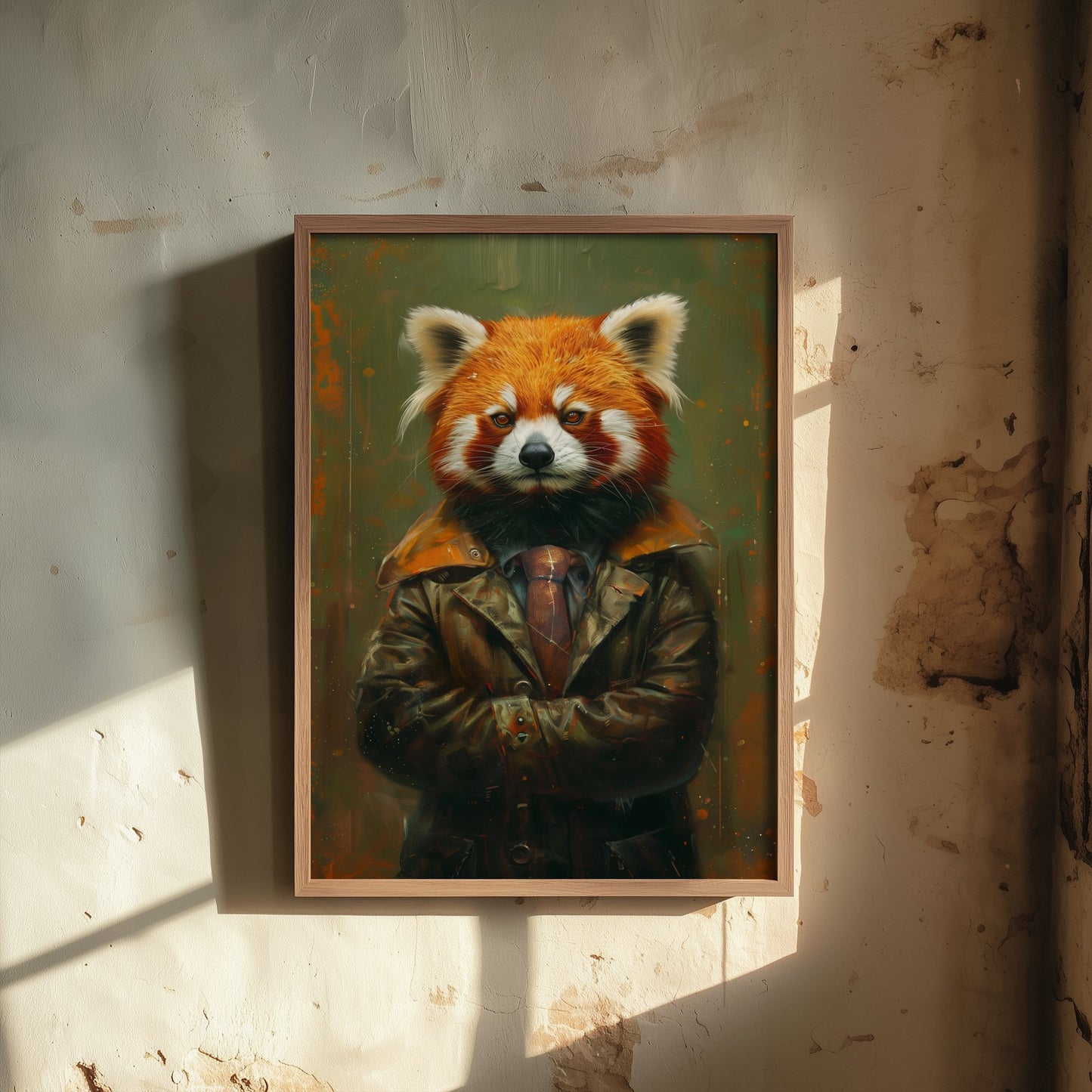Red Panda in a Suit Art Print - Whimsical Animal Portrait Poster - Quirky Red Panda Painting - Cool Gent 2/3