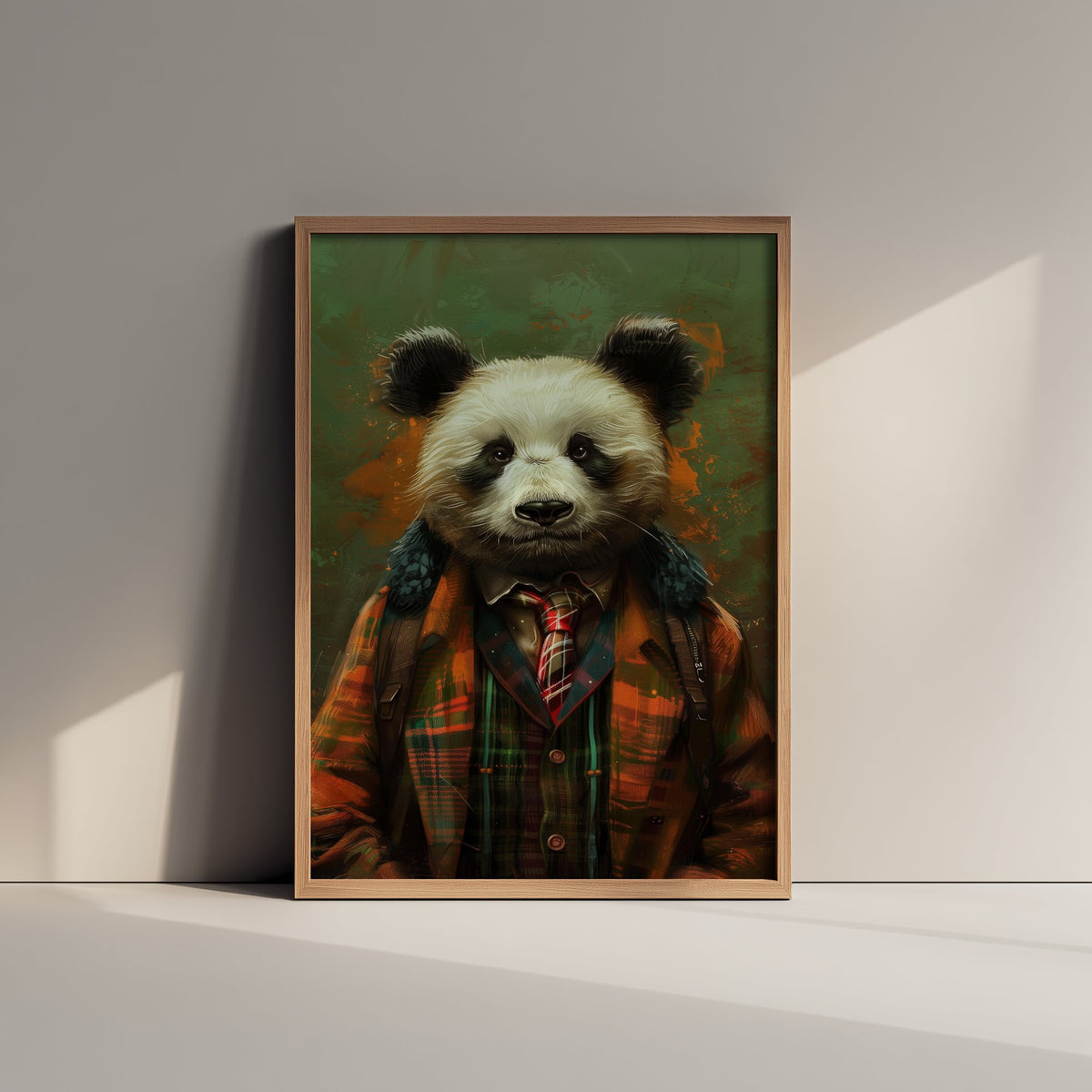 Panda in a Suit Art Print - Whimsical Animal Portrait Poster - Quirky Panda Painting - Tartan Gent 3/3