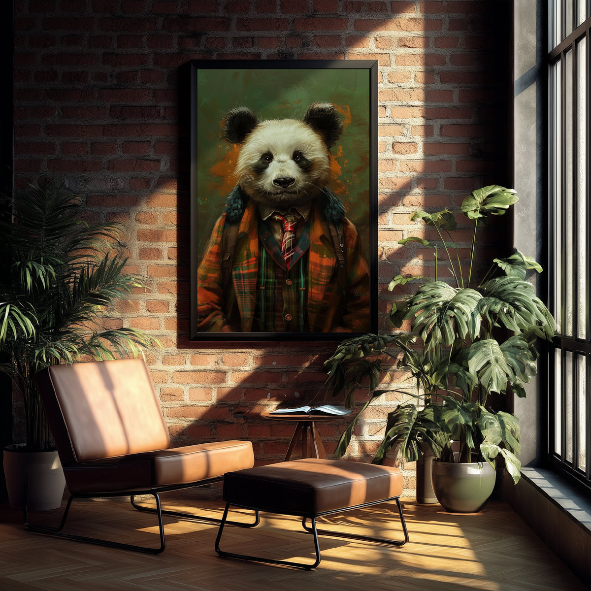 Panda in a Suit Art Print - Whimsical Animal Portrait Poster - Quirky Panda Painting - Tartan Gent 3/3