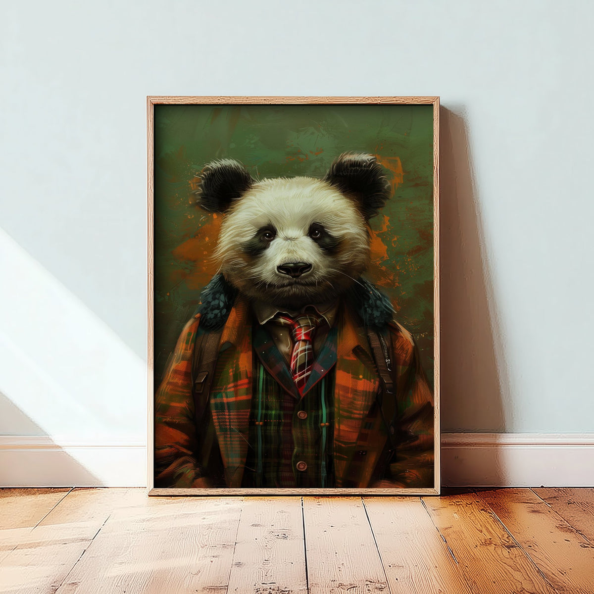 Panda in a Suit Art Print - Whimsical Animal Portrait Poster - Quirky Panda Painting - Tartan Gent 3/3