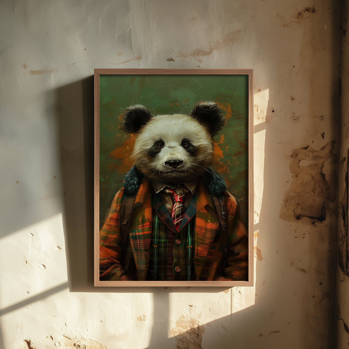 Panda in a Suit Art Print - Whimsical Animal Portrait Poster - Quirky Panda Painting - Tartan Gent 3/3