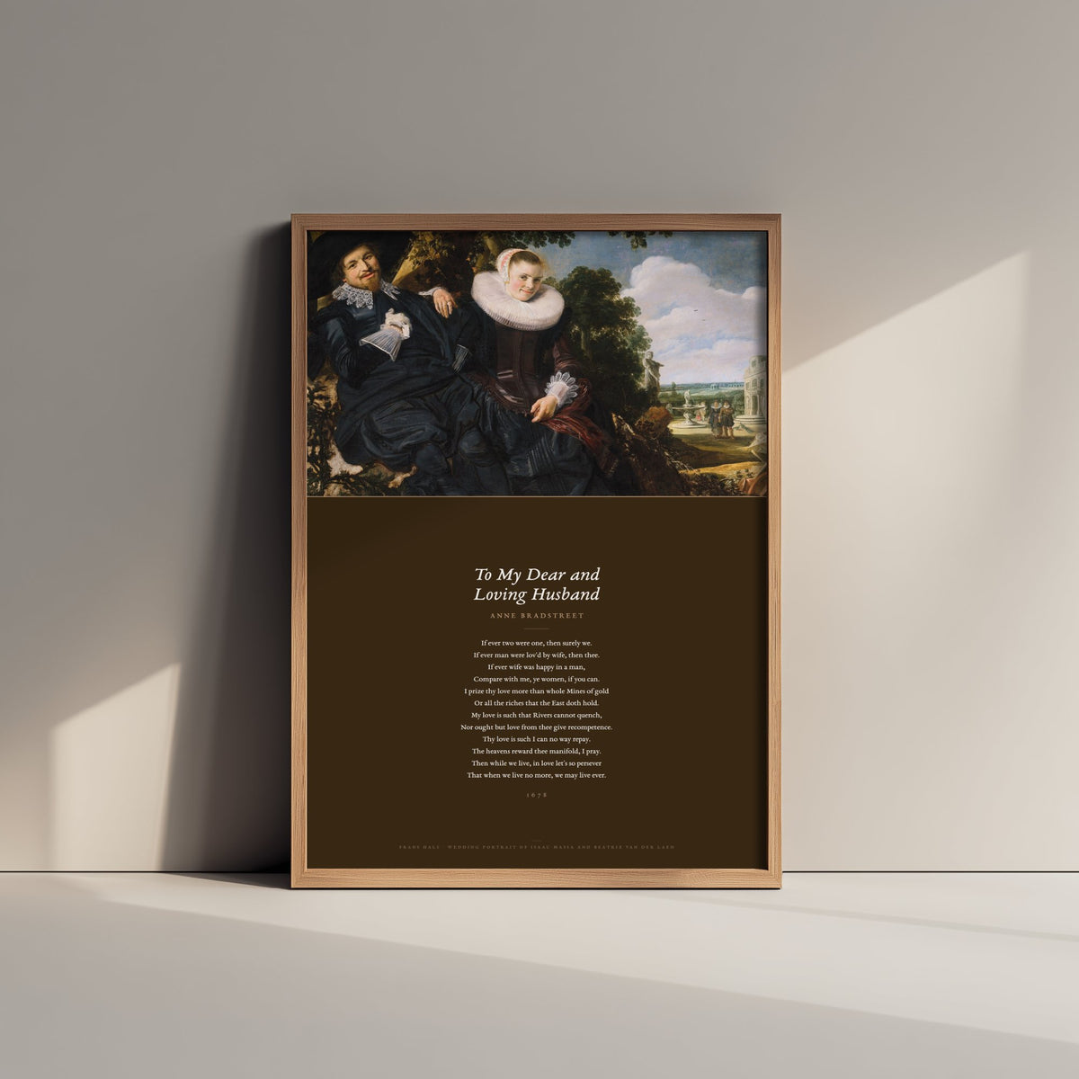 To My Dear and Loving Husband by Anne Bradstreet Art Print - Full Poem Poster - Wedding Reading over Frans Hals Painting