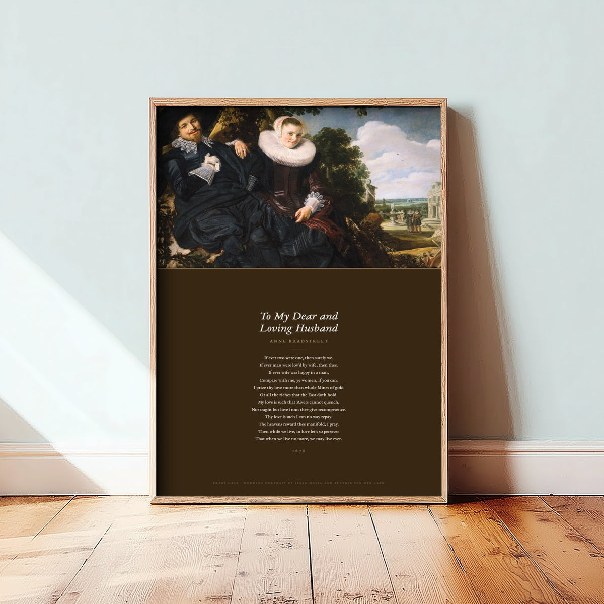 To My Dear and Loving Husband by Anne Bradstreet Art Print - Full Poem Poster - Wedding Reading over Frans Hals Painting
