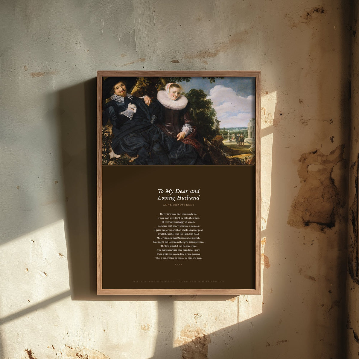 To My Dear and Loving Husband by Anne Bradstreet Art Print - Full Poem Poster - Wedding Reading over Frans Hals Painting