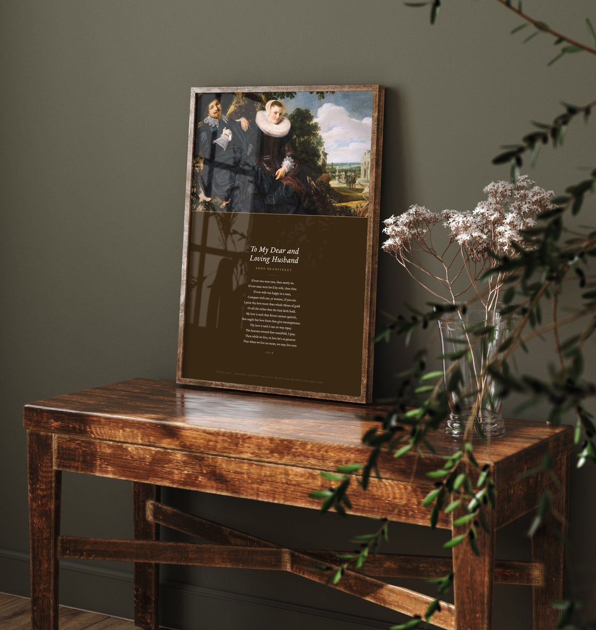 To My Dear and Loving Husband by Anne Bradstreet Art Print - Full Poem Poster - Wedding Reading over Frans Hals Painting