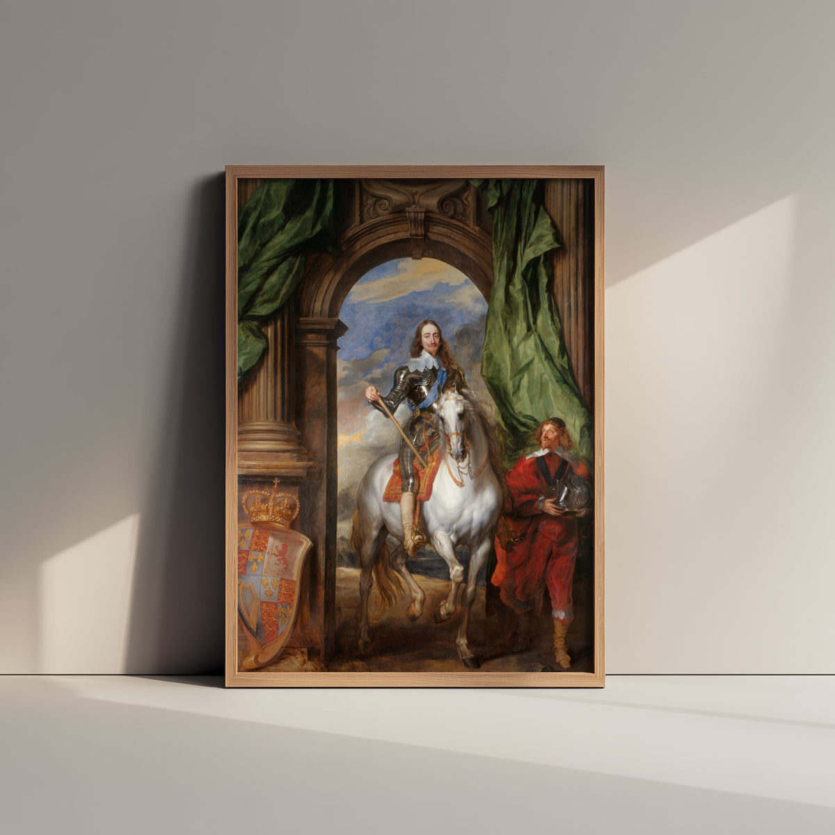 Anthony van Dyck - Charles I with M. de St Antoine (1633) - Classic Painting Art Print - King on White Horse Royal Equestrian Poster