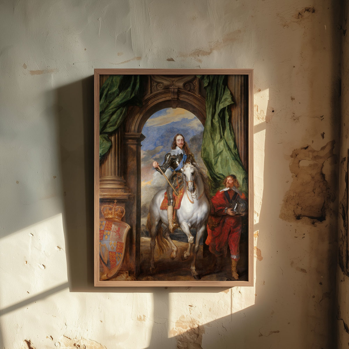 Anthony van Dyck - Charles I with M. de St Antoine (1633) - Classic Painting Art Print - King on White Horse Royal Equestrian Poster