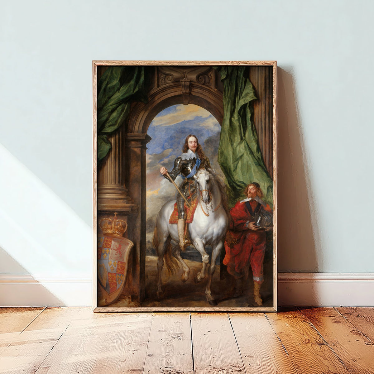 Anthony van Dyck - Charles I with M. de St Antoine (1633) - Classic Painting Art Print - King on White Horse Royal Equestrian Poster