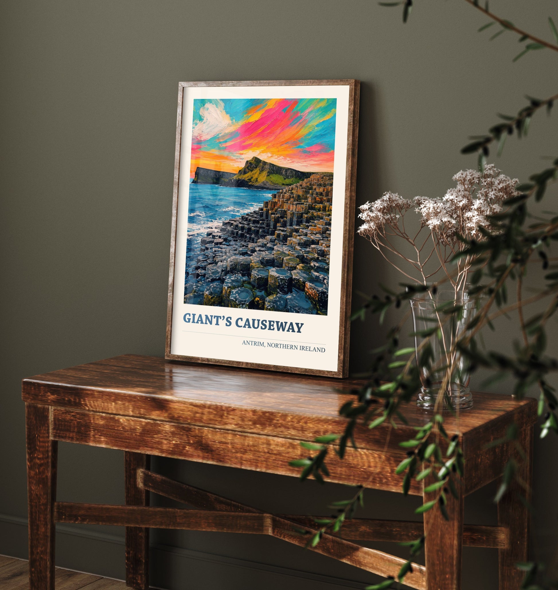 Giant's Causeway Travel Poster - County Antrim Art Print - Northern Ireland Painting - Vibrant Coast 2/3