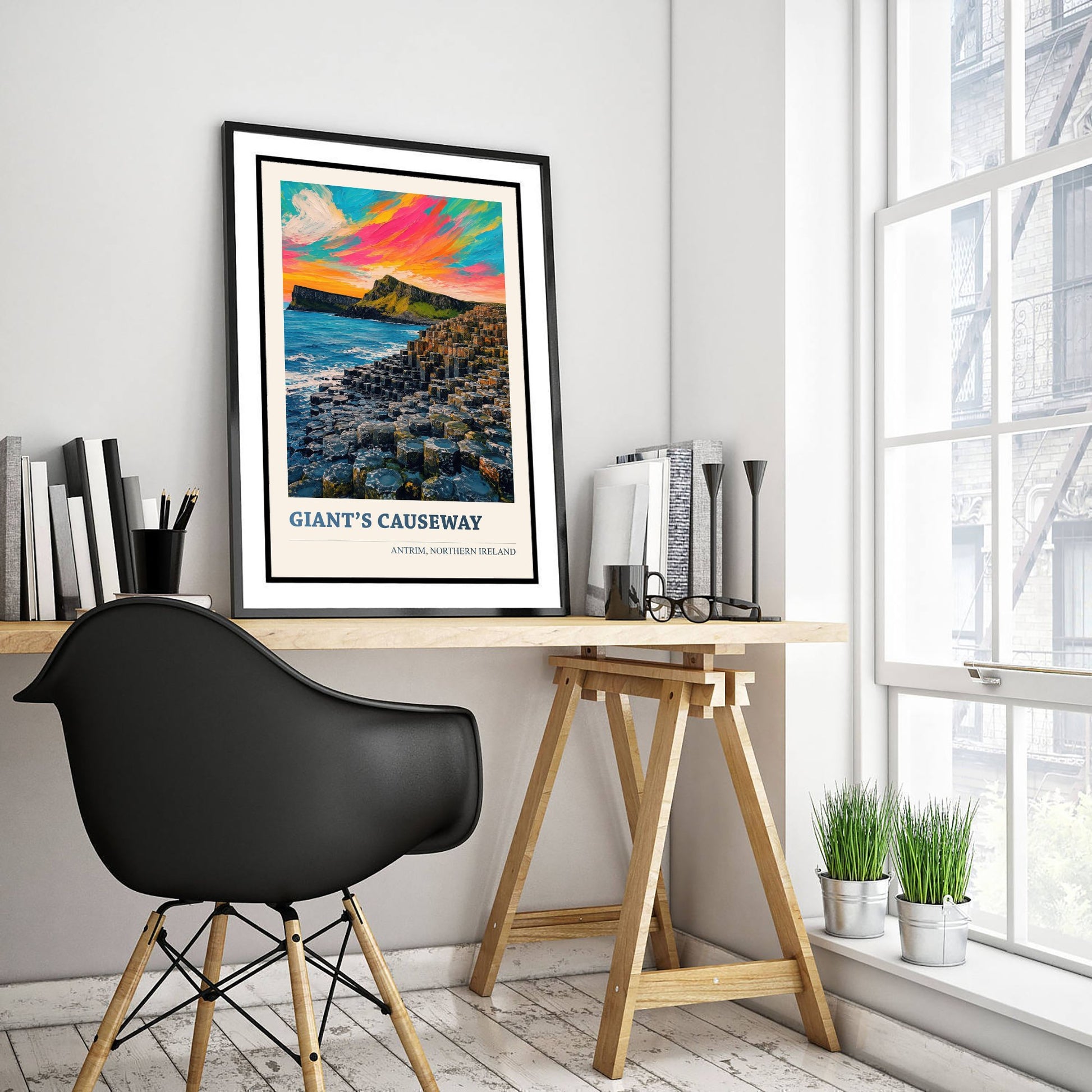 Giant's Causeway Travel Poster - County Antrim Art Print - Northern Ireland Painting - Vibrant Coast 2/3