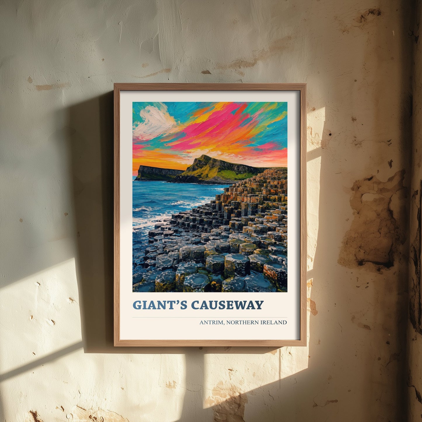 Giant's Causeway Travel Poster - County Antrim Art Print - Northern Ireland Painting - Vibrant Coast 2/3
