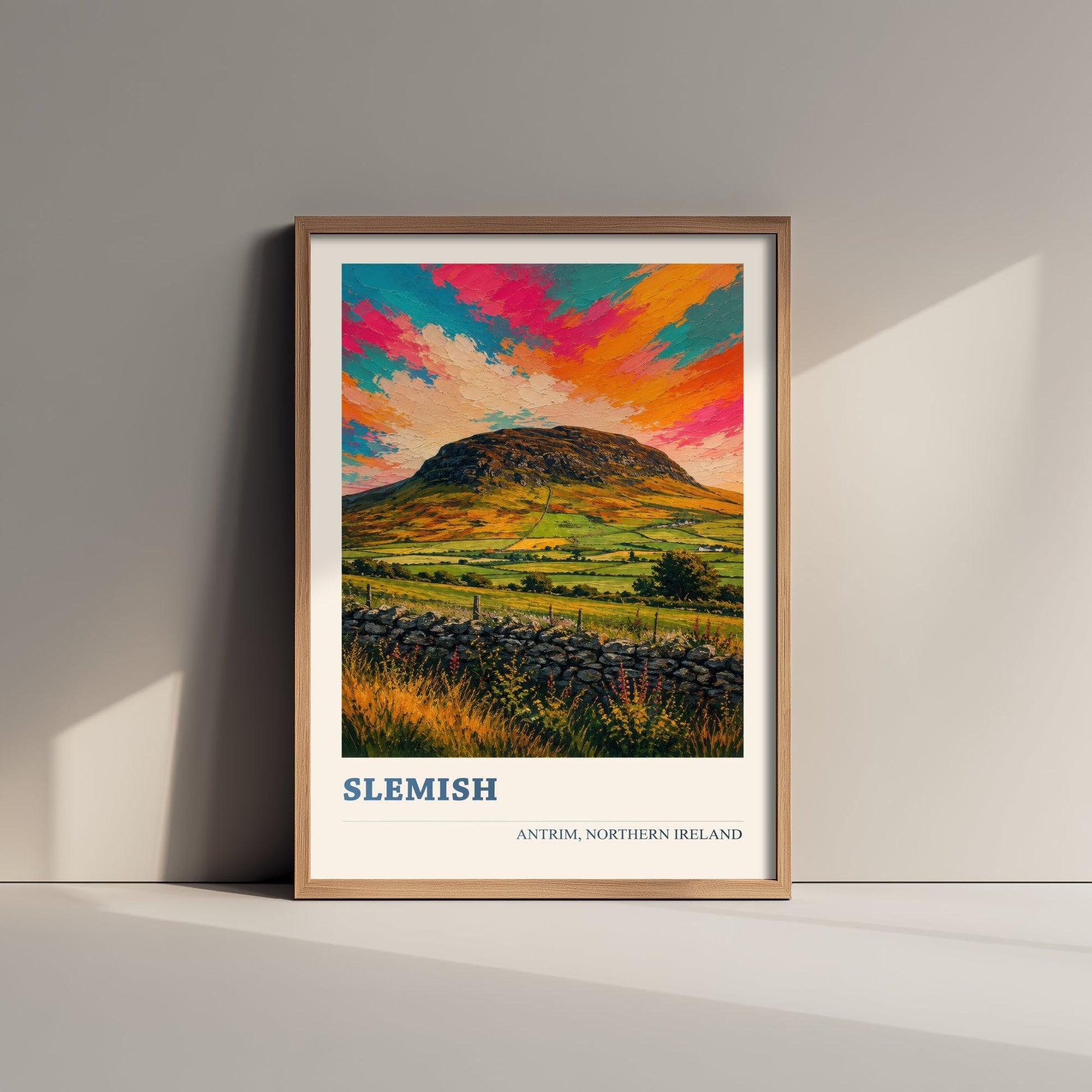 Slemish Mountain Travel Poster - County Antrim Art Print - Northern Ireland Painting - Vibrant Hills 3/3