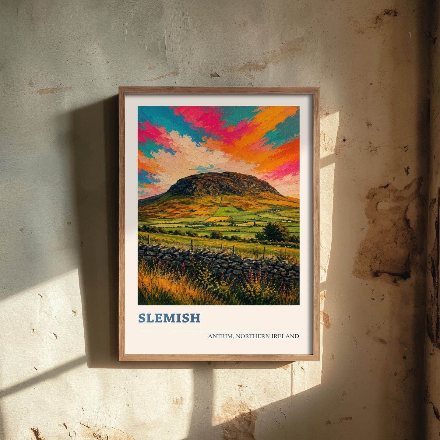 Slemish Mountain Travel Poster - County Antrim Art Print - Northern Ireland Painting - Vibrant Hills 3/3
