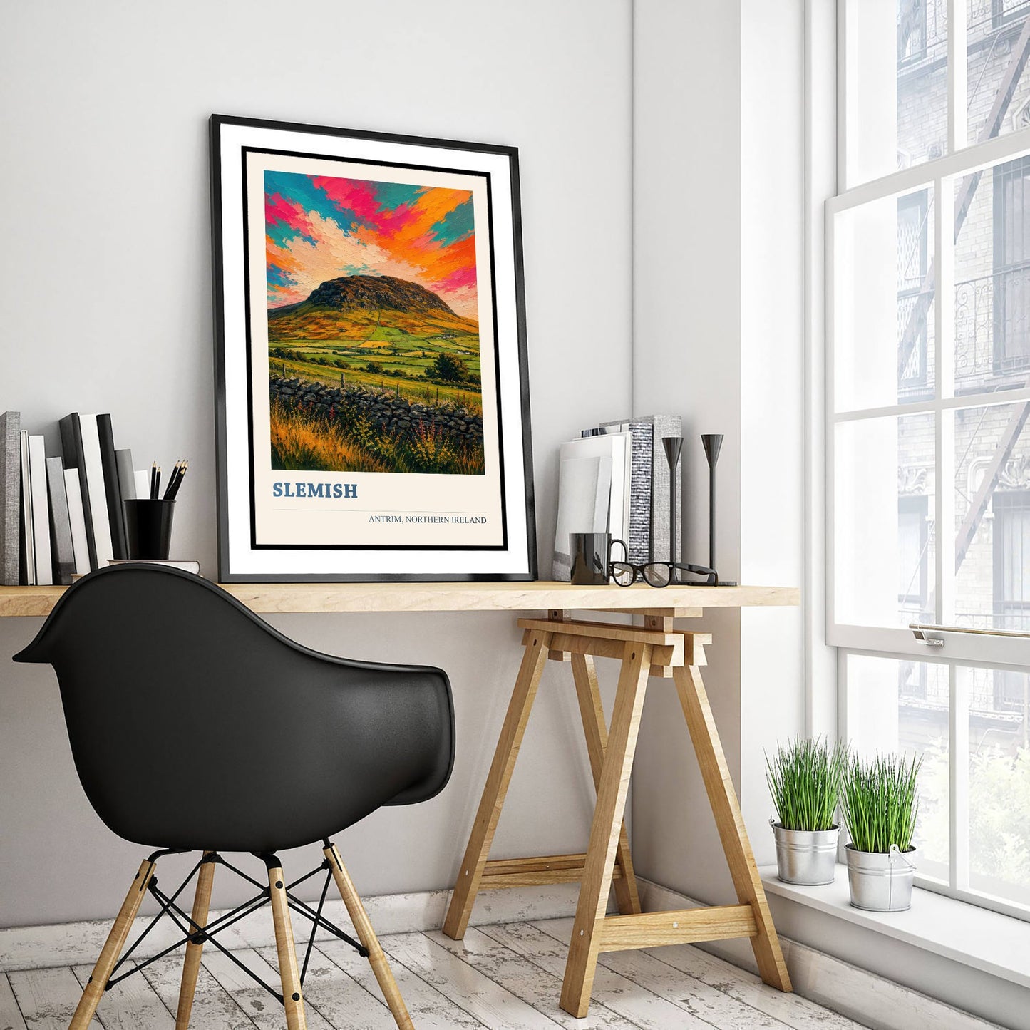 Slemish Mountain Travel Poster - County Antrim Art Print - Northern Ireland Painting - Vibrant Hills 3/3