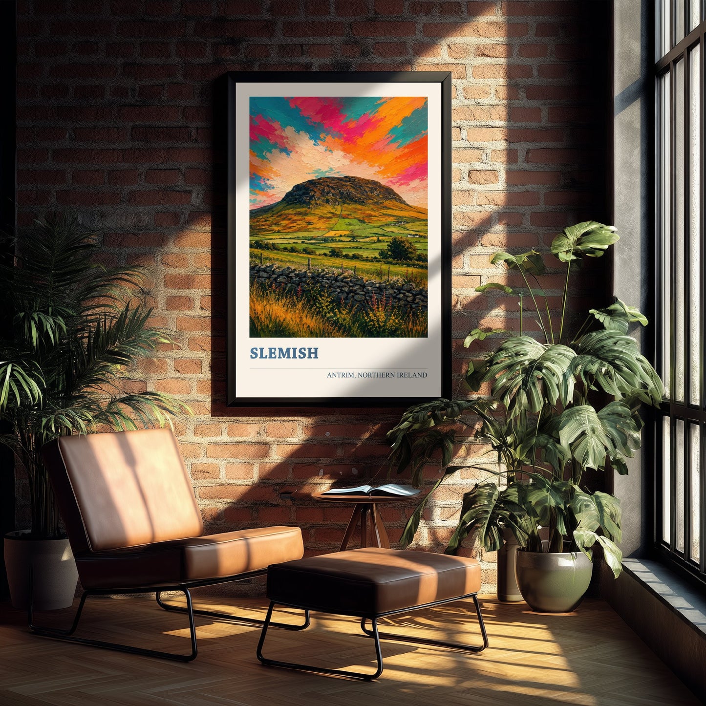 Slemish Mountain Travel Poster - County Antrim Art Print - Northern Ireland Painting - Vibrant Hills 3/3