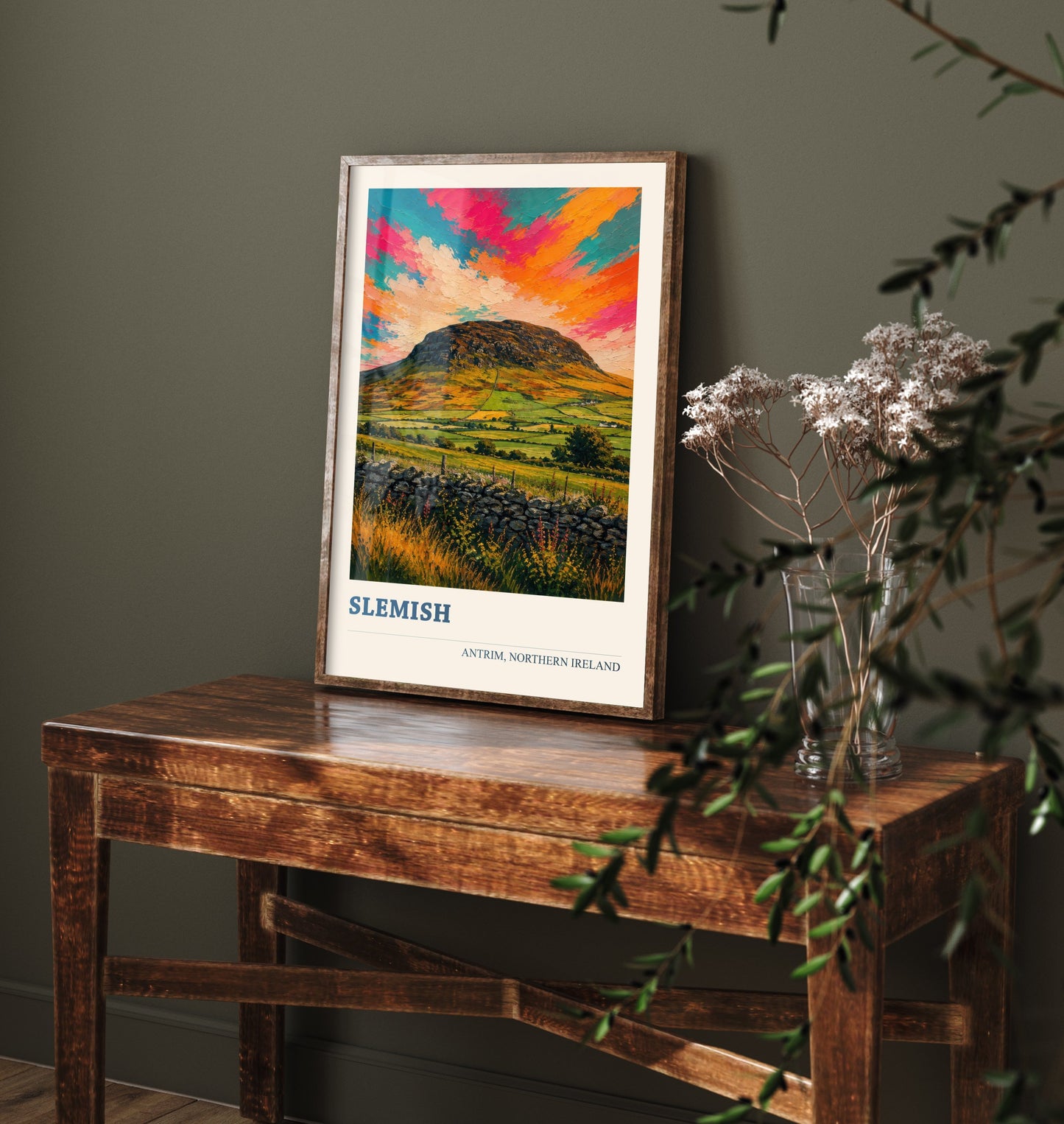 Slemish Mountain Travel Poster - County Antrim Art Print - Northern Ireland Painting - Vibrant Hills 3/3