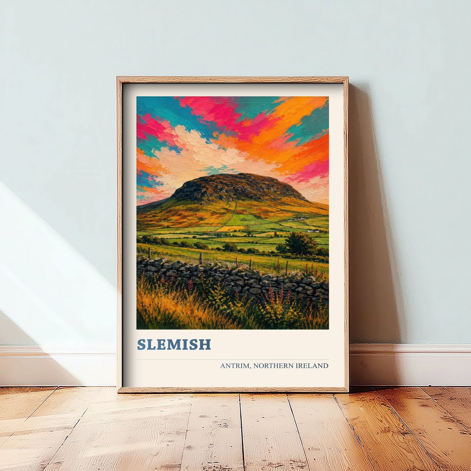 Slemish Mountain Travel Poster - County Antrim Art Print - Northern Ireland Painting - Vibrant Hills 3/3