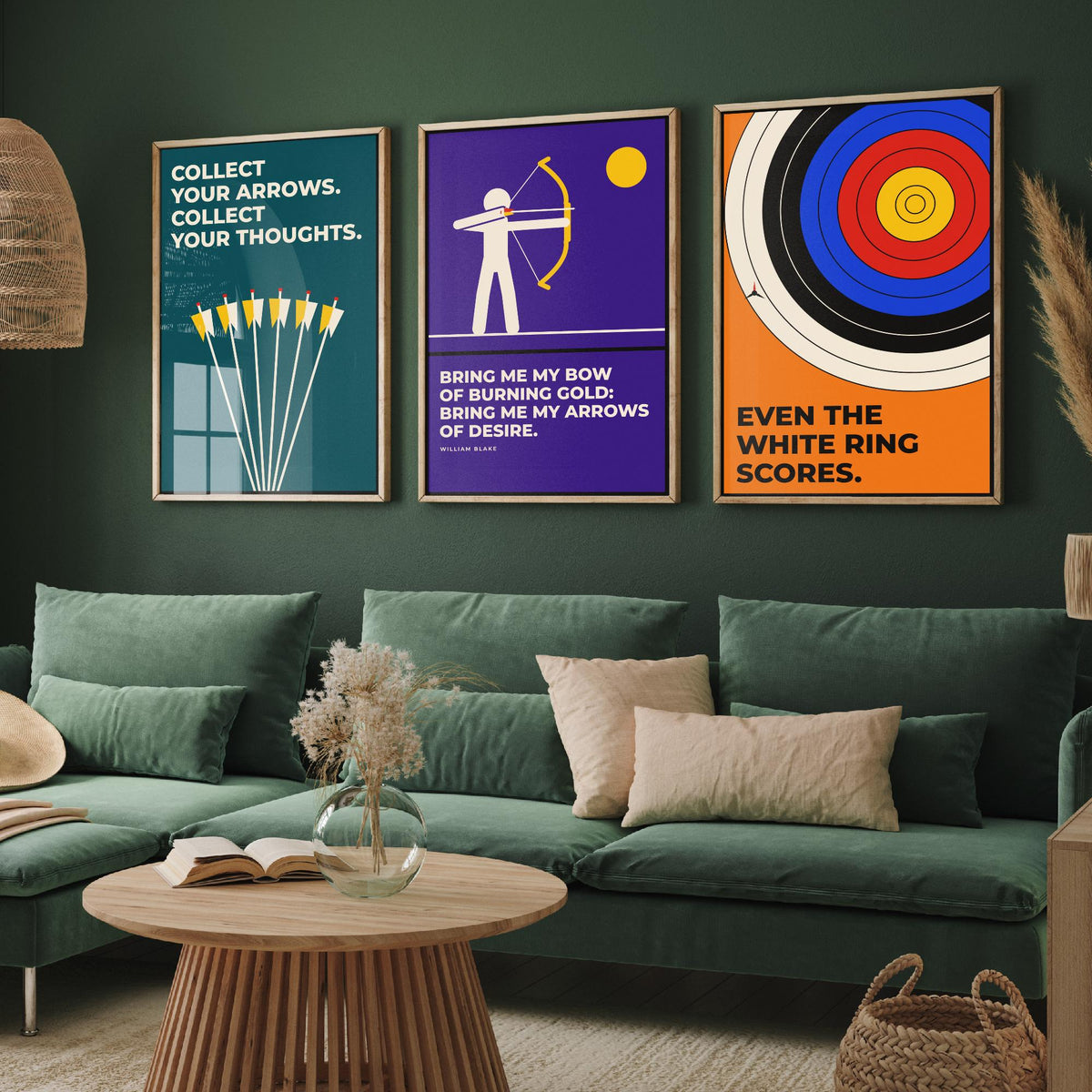 Archery Quotes Set of Three Art Prints - 3 Bauhaus Archer Posters - Minimalist Sport Wall Art Illustration V1