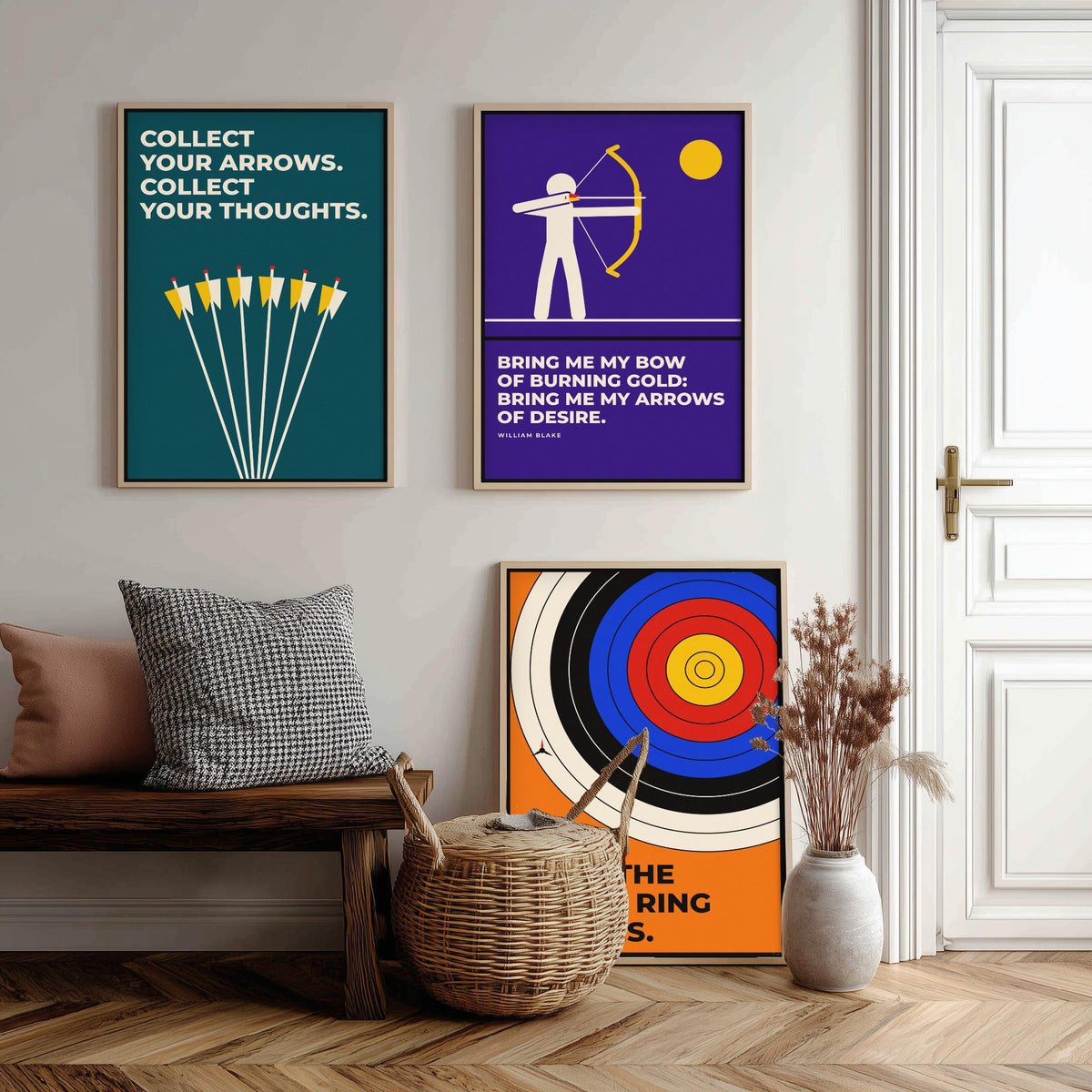 Archery Quotes Set of Three Art Prints - 3 Bauhaus Archer Posters - Minimalist Sport Wall Art Illustration V1