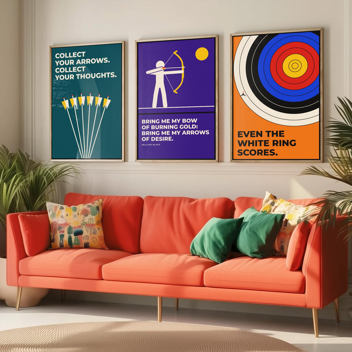Archery Quotes Set of Three Art Prints - 3 Bauhaus Archer Posters - Minimalist Sport Wall Art Illustration V1