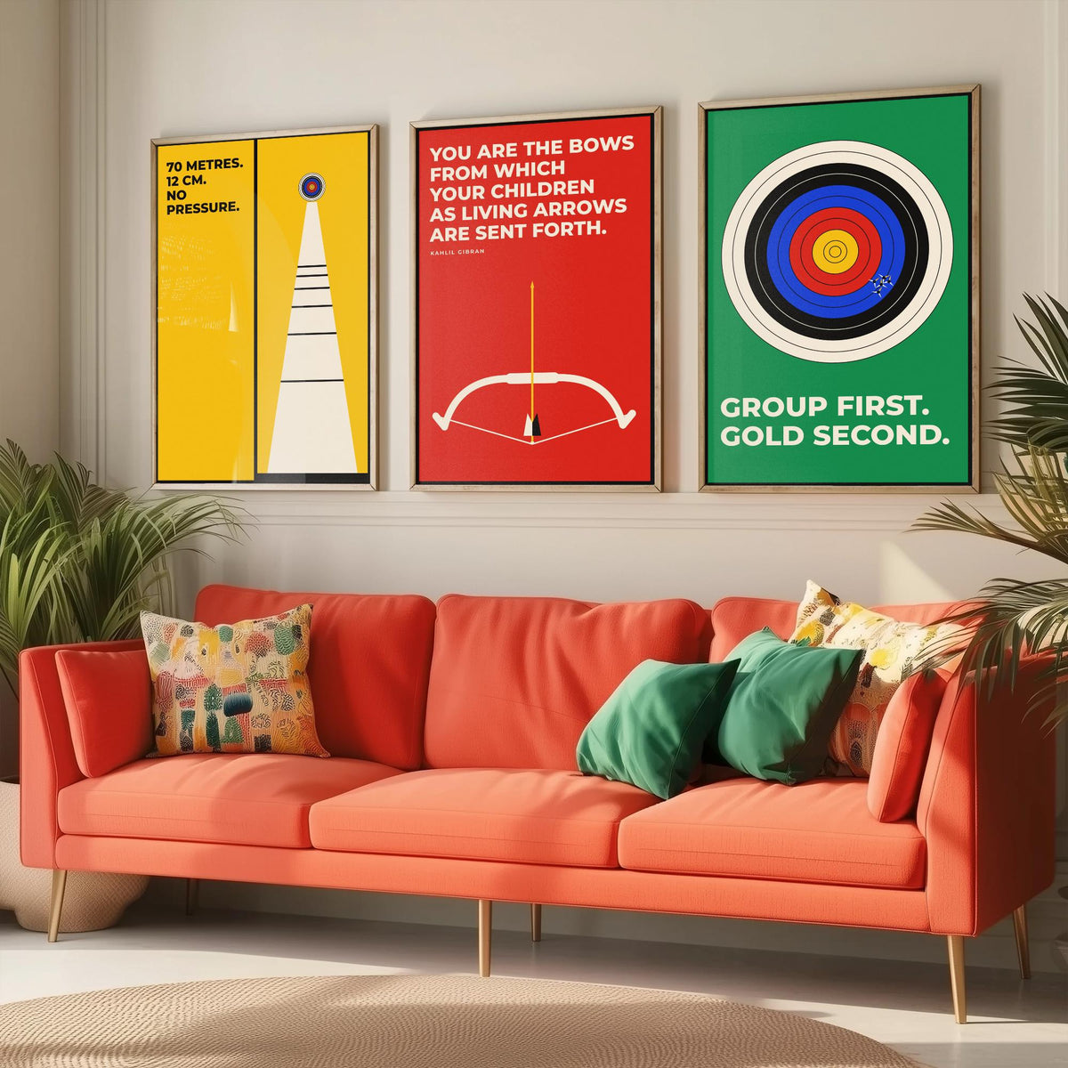 Archery Quotes Set of Three Art Prints - 3 Retro Bauhaus Archer Posters - Minimalist Sport Wall Art Illustration V2