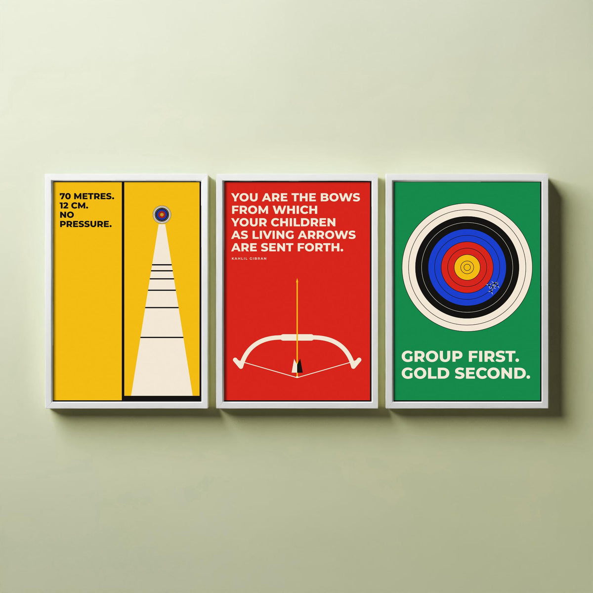 Archery Quotes Set of Three Art Prints - 3 Retro Bauhaus Archer Posters - Minimalist Sport Wall Art Illustration V2