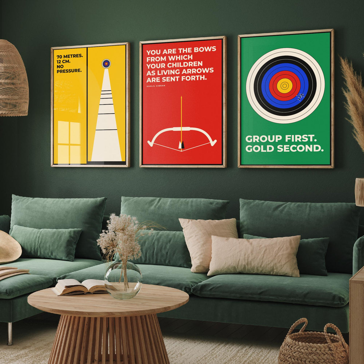 Archery Quotes Set of Three Art Prints - 3 Retro Bauhaus Archer Posters - Minimalist Sport Wall Art Illustration V2
