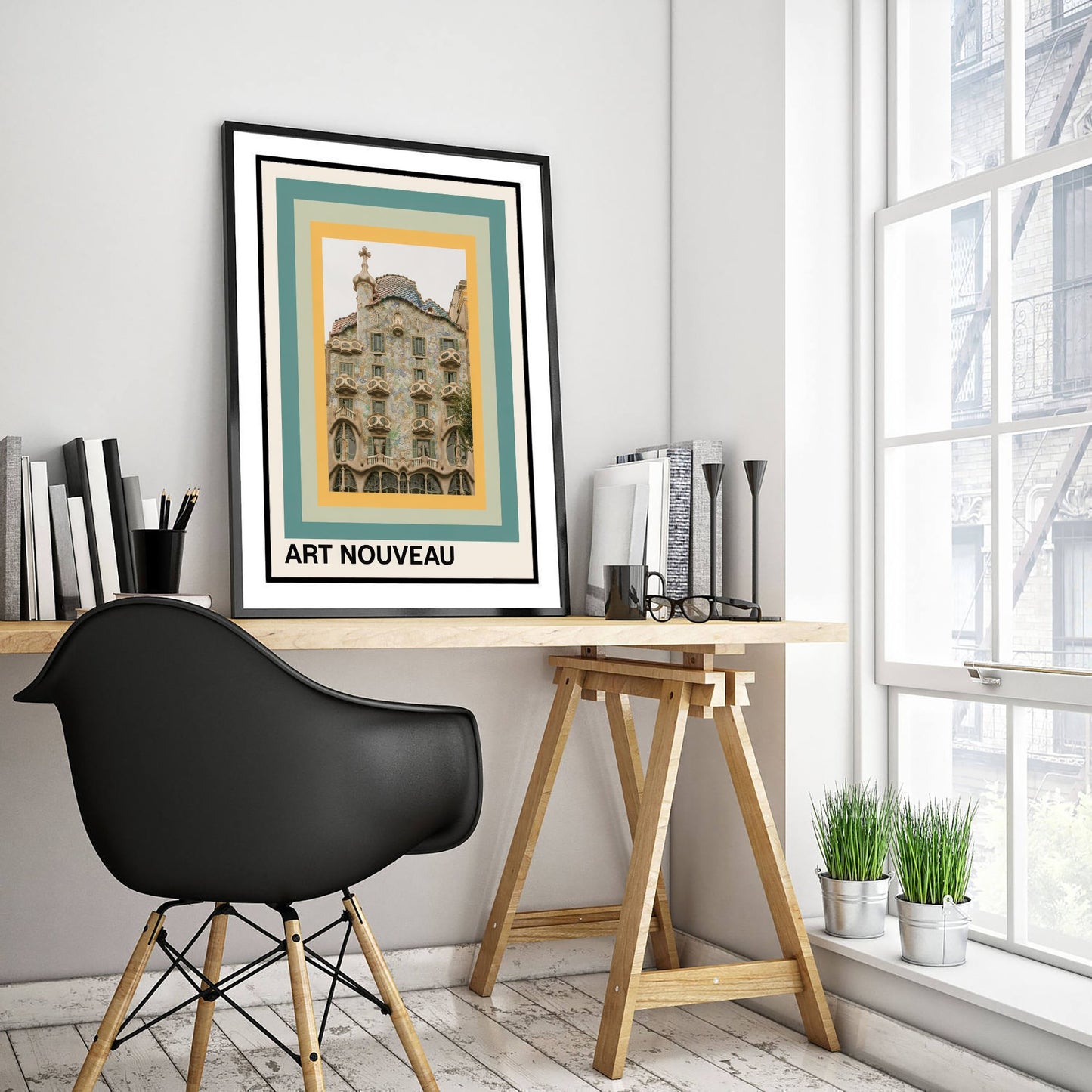 Art Nouveau Architecture Art Print - Casa Batllo Barcelona Poster - Gaudi Building Photo - Mid Century Design 1/3