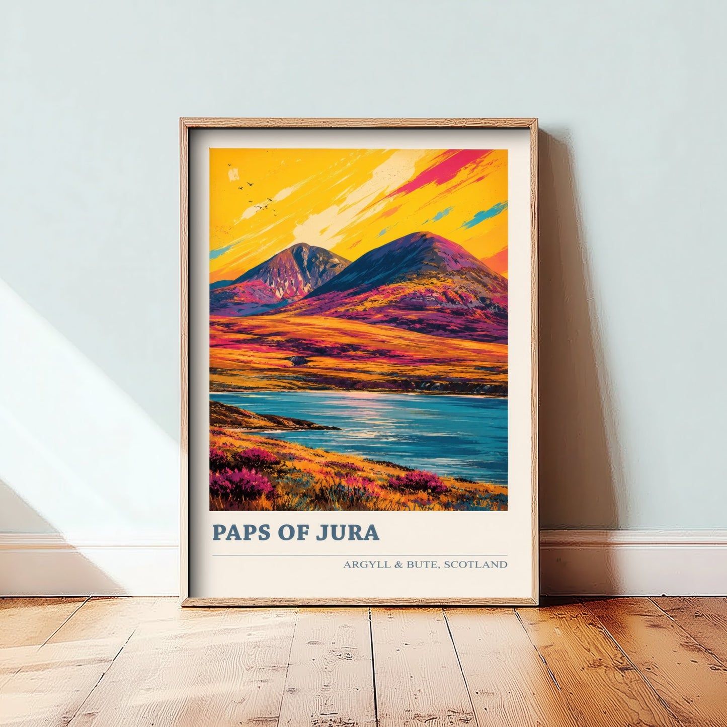 Paps of Jura Travel Poster - Argyll and Bute Art Print - Scotland Painting - Vibrant Mountain Landscape 1/3