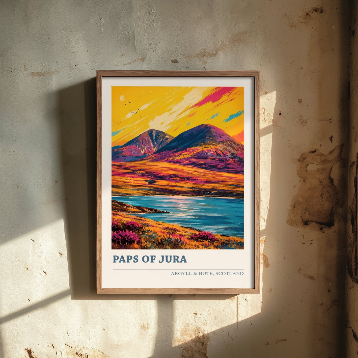 Paps of Jura Travel Poster - Argyll and Bute Art Print - Scotland Painting - Vibrant Mountain Landscape 1/3