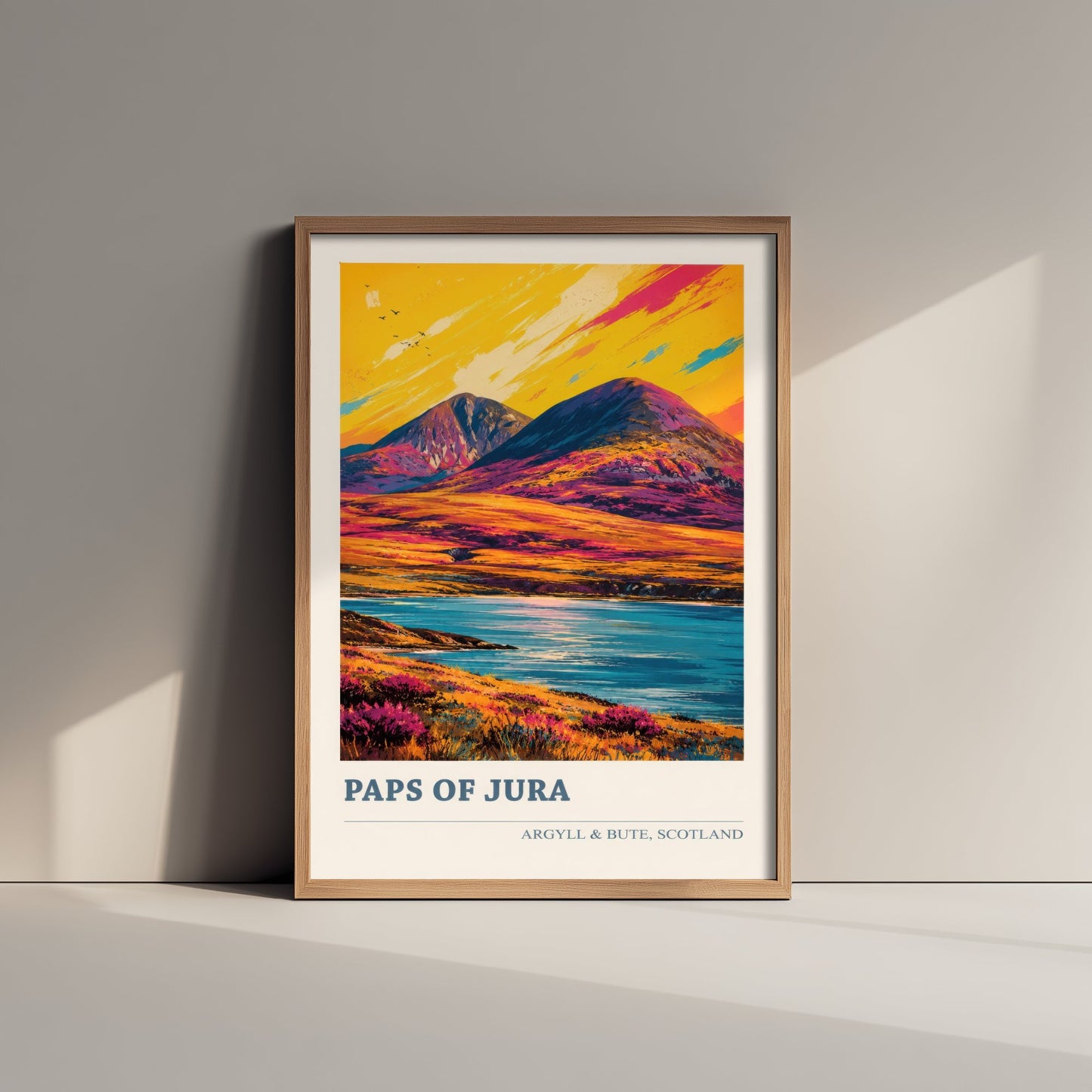 Paps of Jura Travel Poster - Argyll and Bute Art Print - Scotland Painting - Vibrant Mountain Landscape 1/3