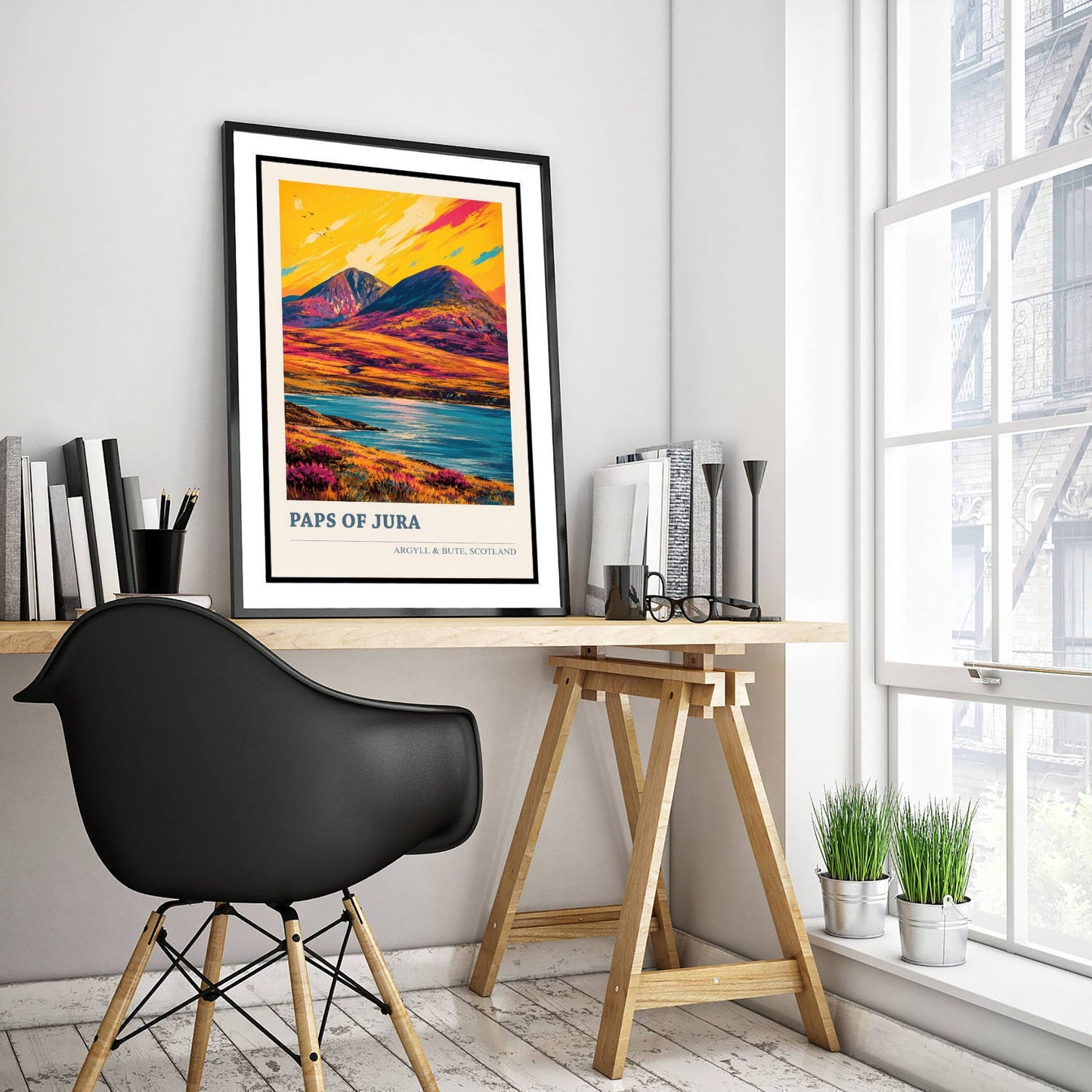 Paps of Jura Travel Poster - Argyll and Bute Art Print - Scotland Painting - Vibrant Mountain Landscape 1/3