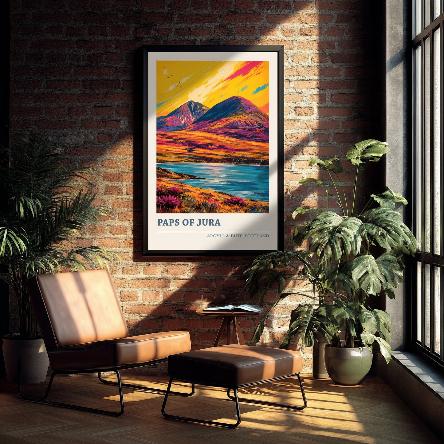 Paps of Jura Travel Poster - Argyll and Bute Art Print - Scotland Painting - Vibrant Mountain Landscape 1/3