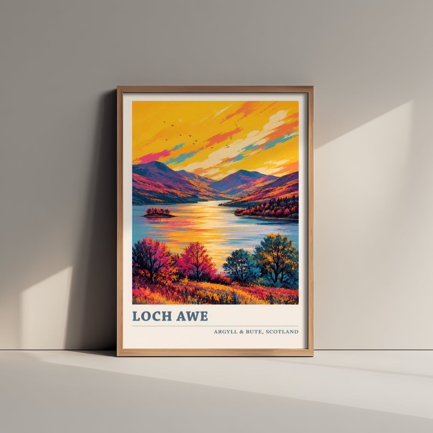 Loch Awe Travel Poster - Argyll and Bute Art Print - Scotland Painting - Vibrant Highland Loch 3/3