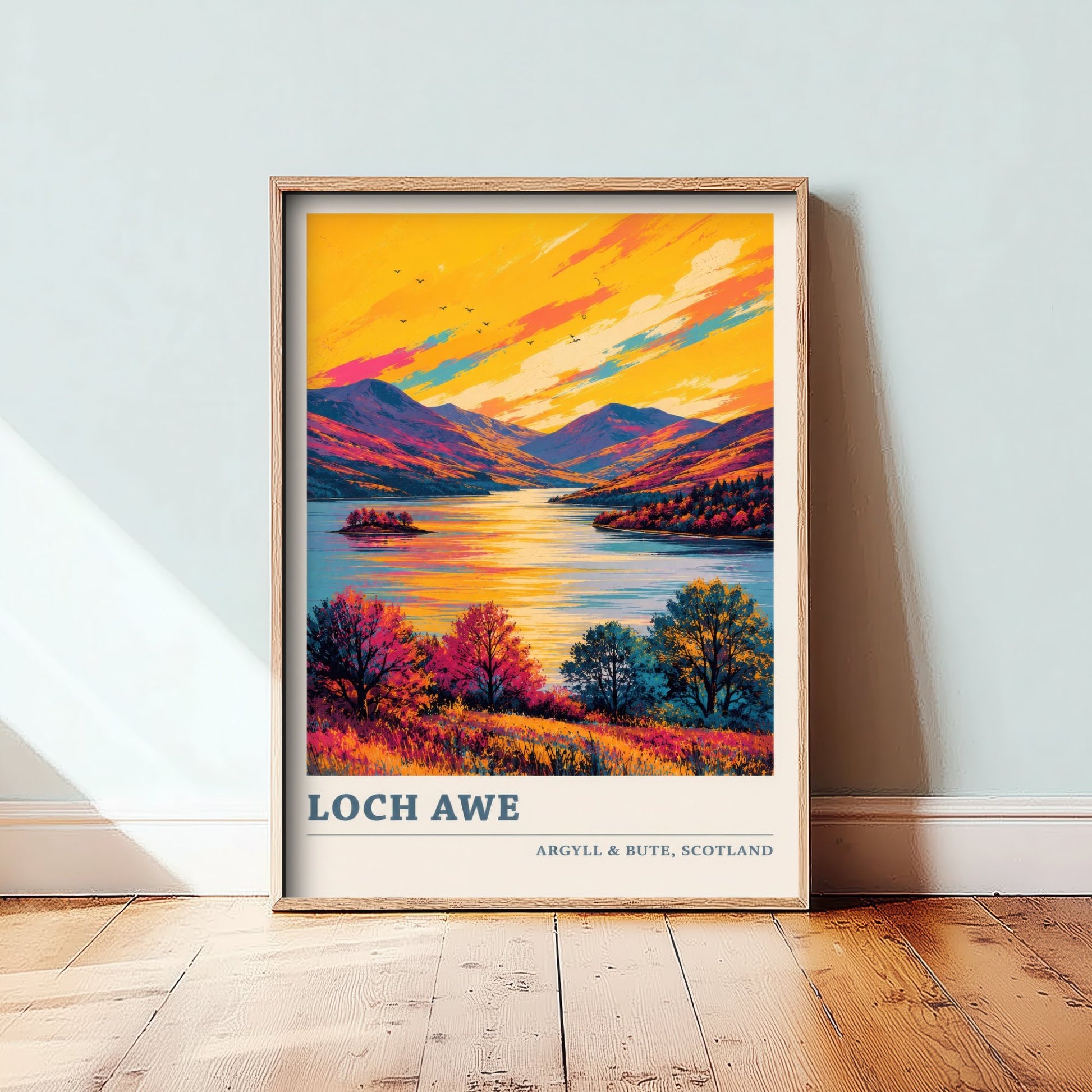 Loch Awe Travel Poster - Argyll and Bute Art Print - Scotland Painting - Vibrant Highland Loch 3/3