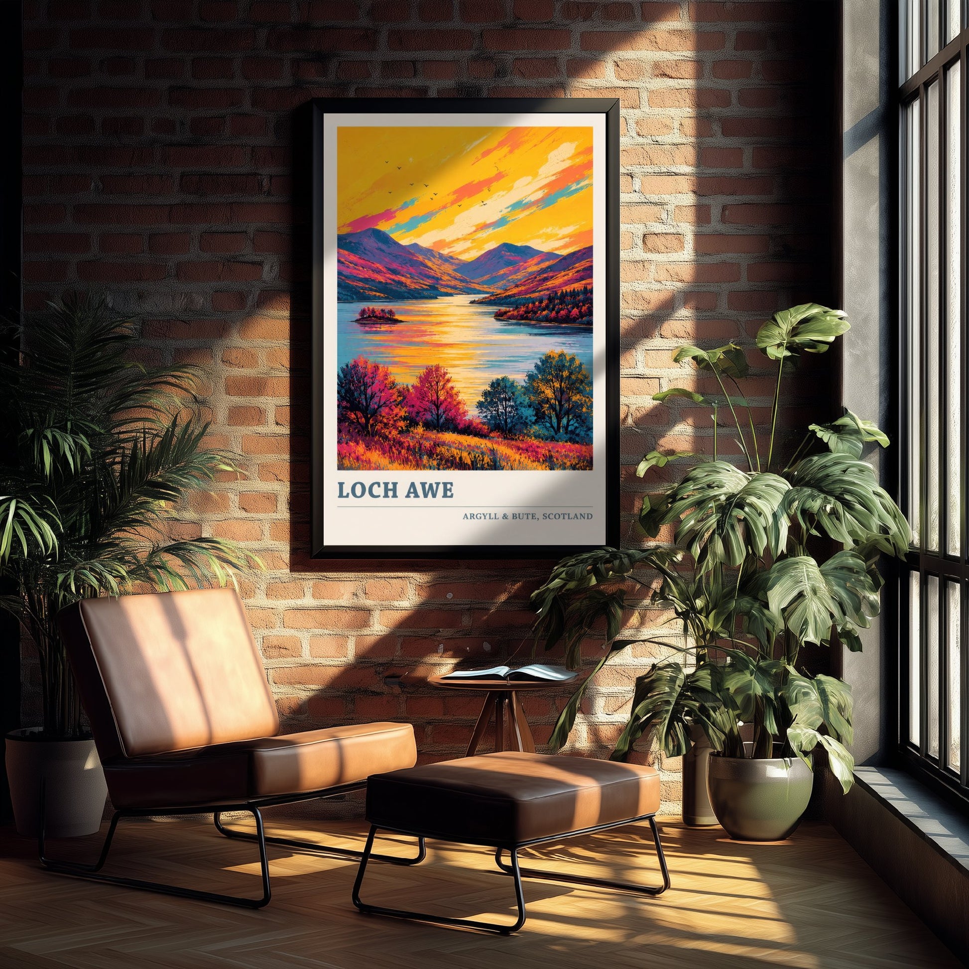 Loch Awe Travel Poster - Argyll and Bute Art Print - Scotland Painting - Vibrant Highland Loch 3/3