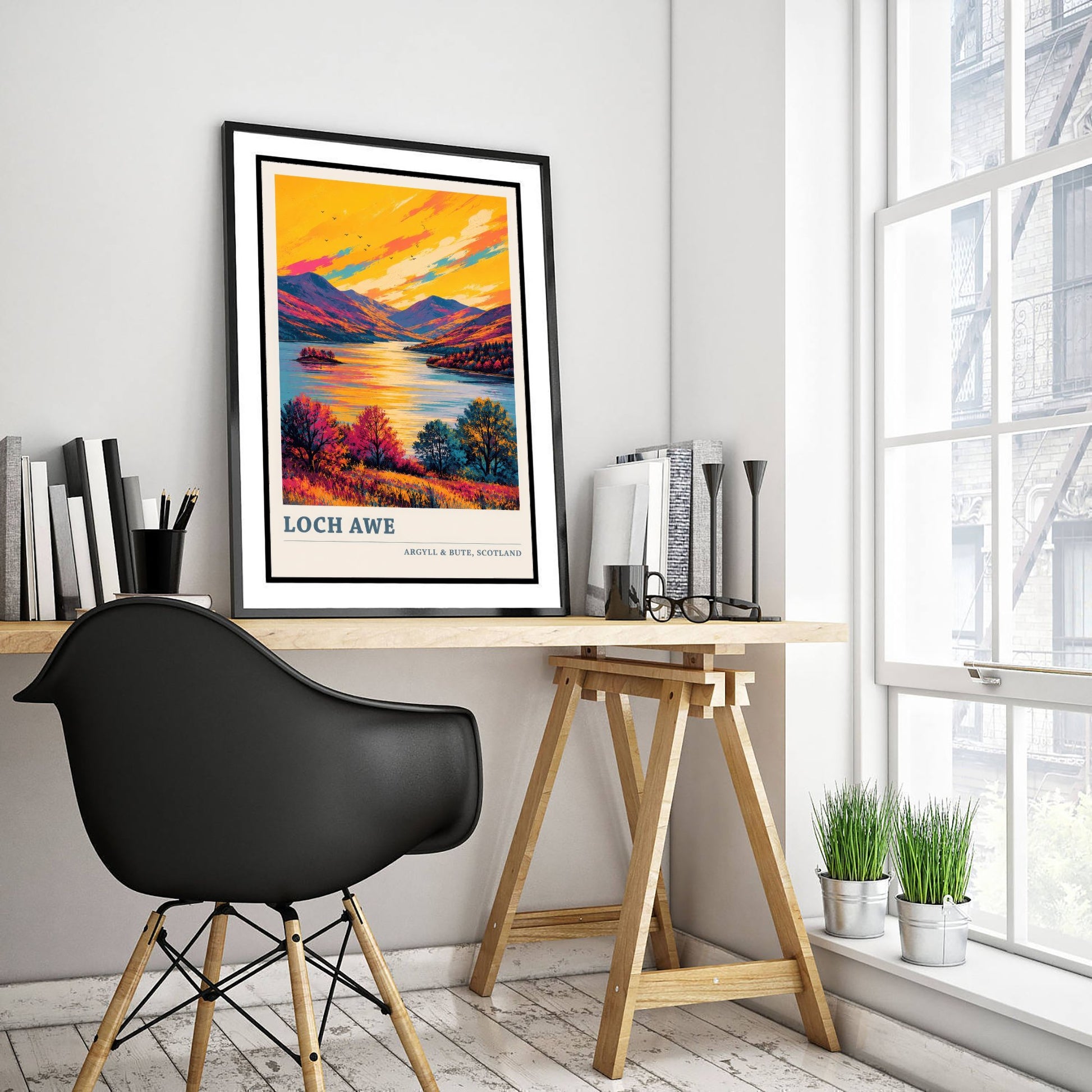 Loch Awe Travel Poster - Argyll and Bute Art Print - Scotland Painting - Vibrant Highland Loch 3/3