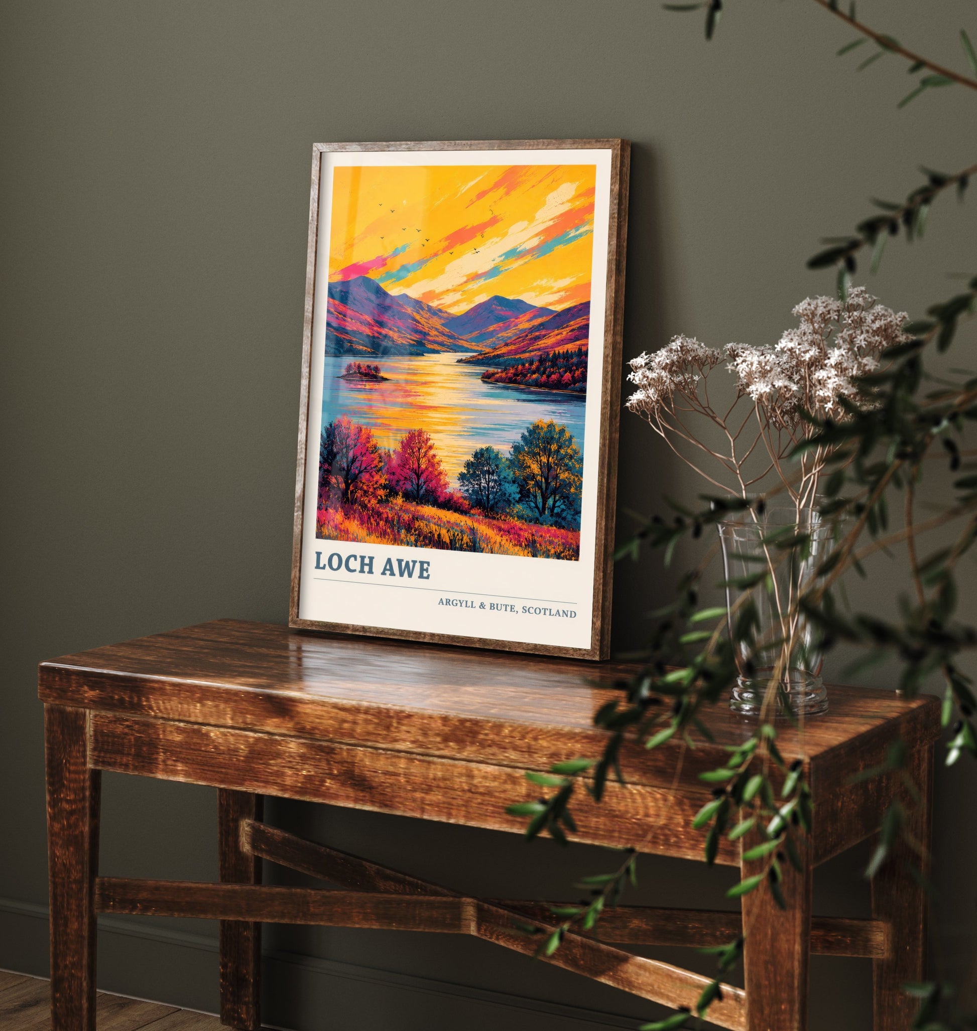 Loch Awe Travel Poster - Argyll and Bute Art Print - Scotland Painting - Vibrant Highland Loch 3/3