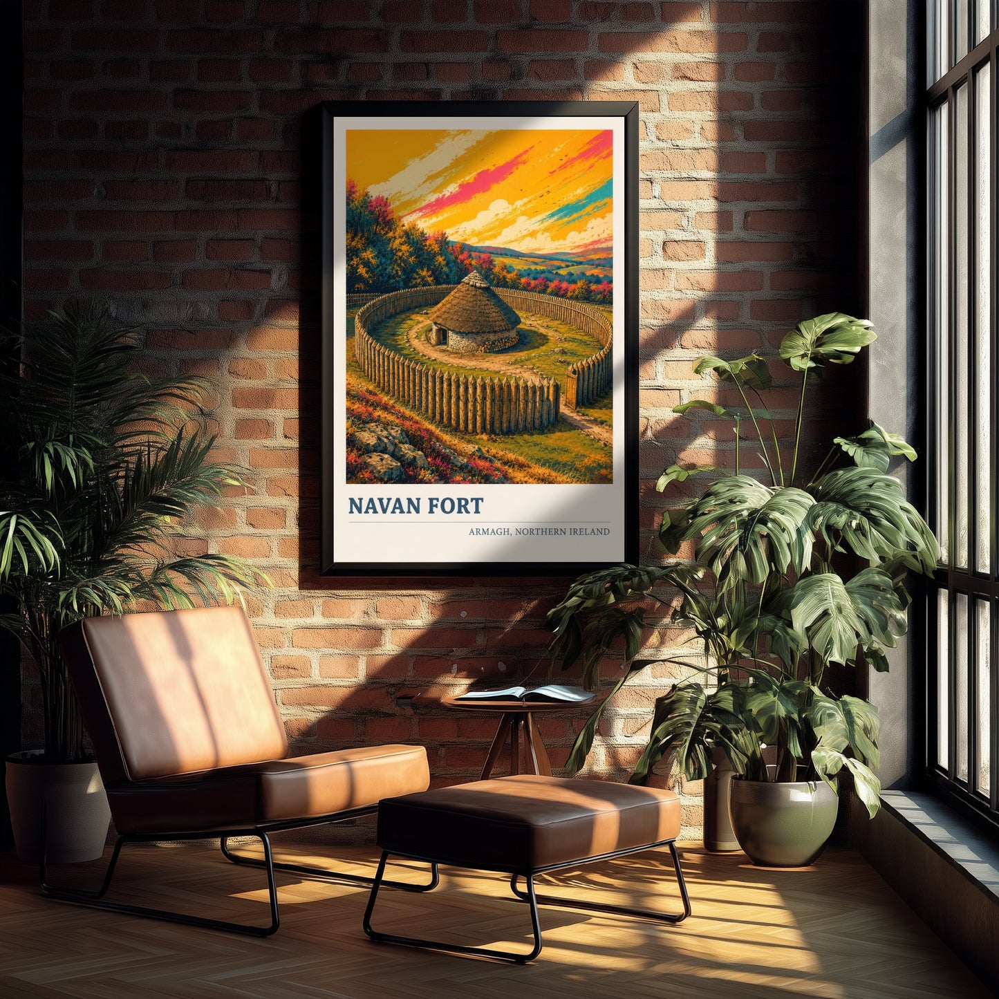 Navan Fort Travel Poster - County Armagh Art Print - Northern Ireland Painting - Vibrant Ancient Site 1/3