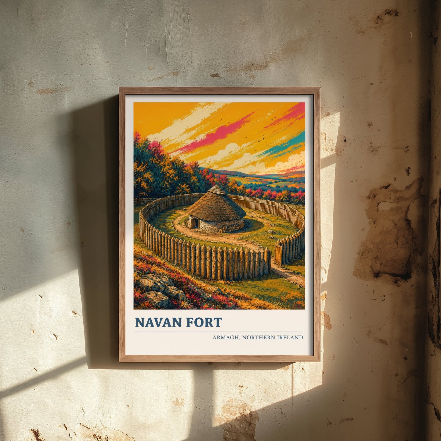 Navan Fort Travel Poster - County Armagh Art Print - Northern Ireland Painting - Vibrant Ancient Site 1/3