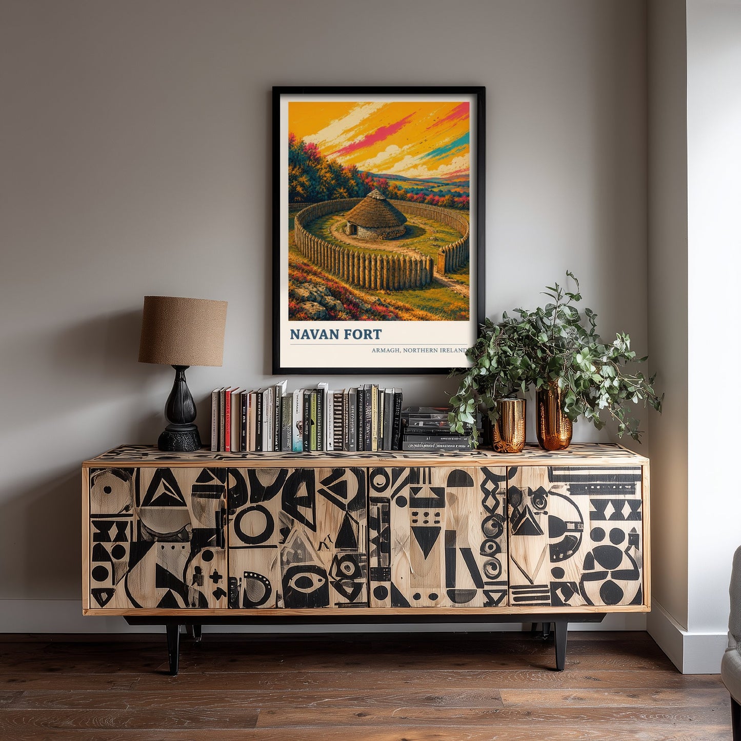 Navan Fort Travel Poster - County Armagh Art Print - Northern Ireland Painting - Vibrant Ancient Site 1/3