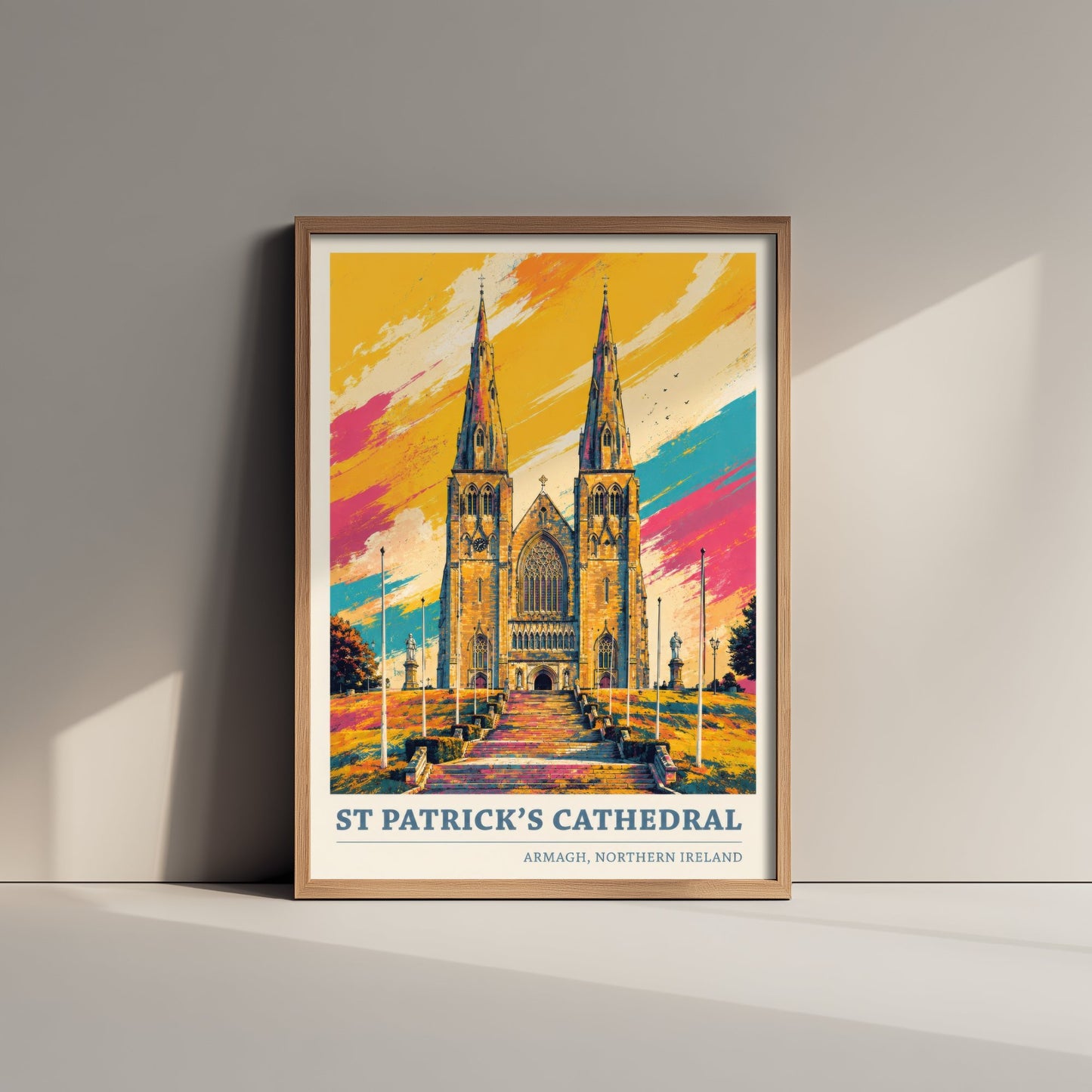 St Patrick's Cathedral Travel Poster - Armagh Art Print - Northern Ireland Painting - Vibrant Spires 2/3