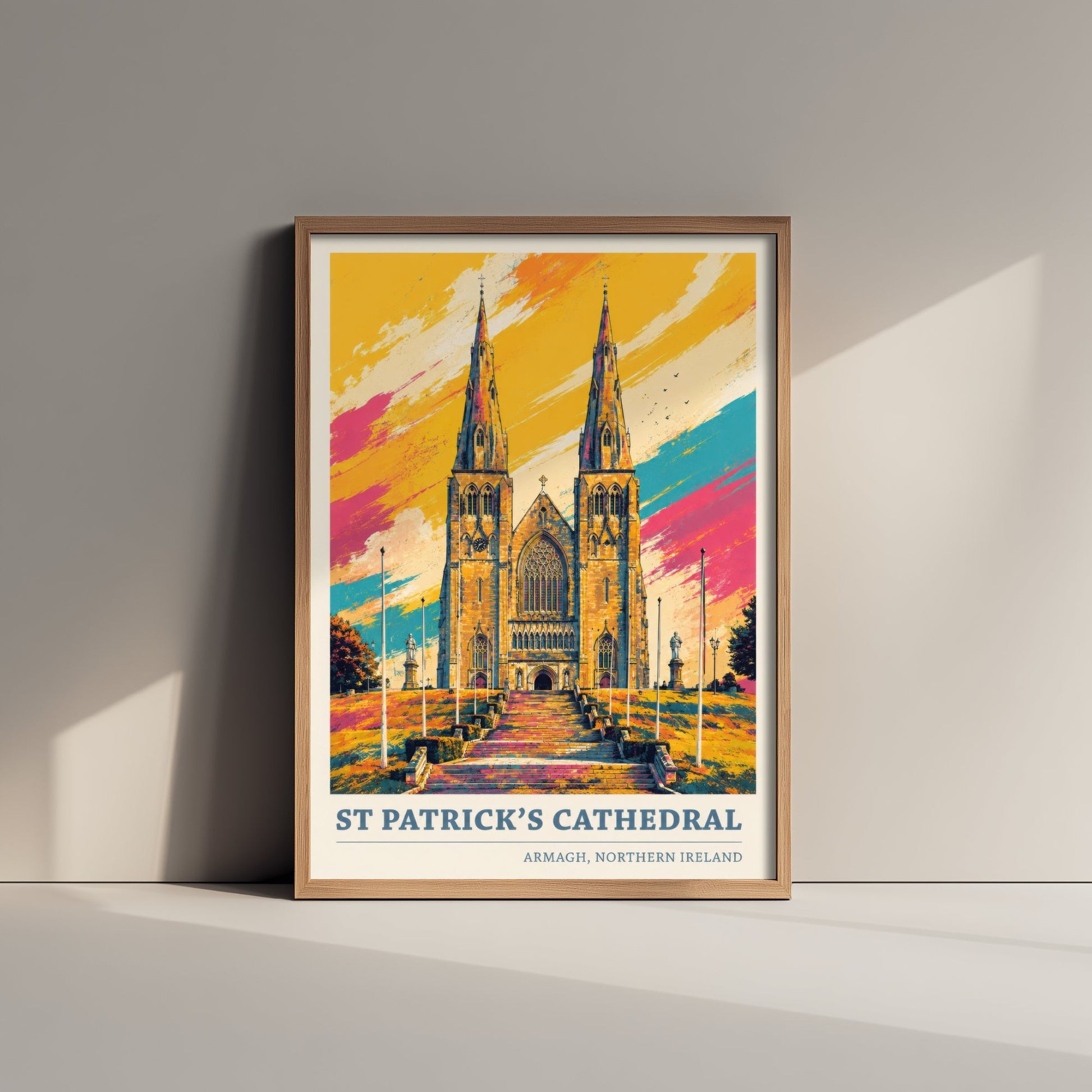 St Patrick's Cathedral Travel Poster - Armagh Art Print - Northern Ireland Painting - Vibrant Spires 2/3