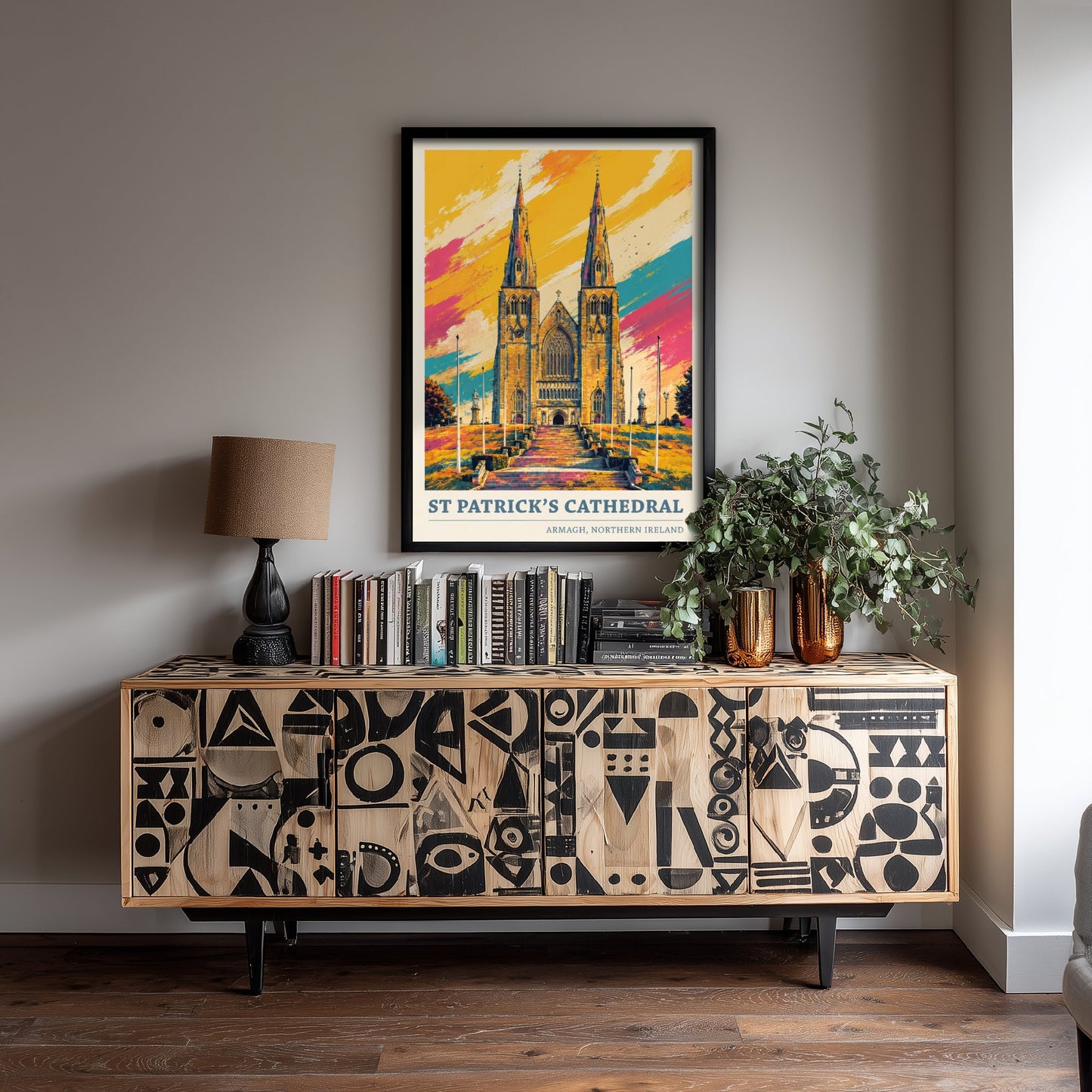 St Patrick's Cathedral Travel Poster - Armagh Art Print - Northern Ireland Painting - Vibrant Spires 2/3