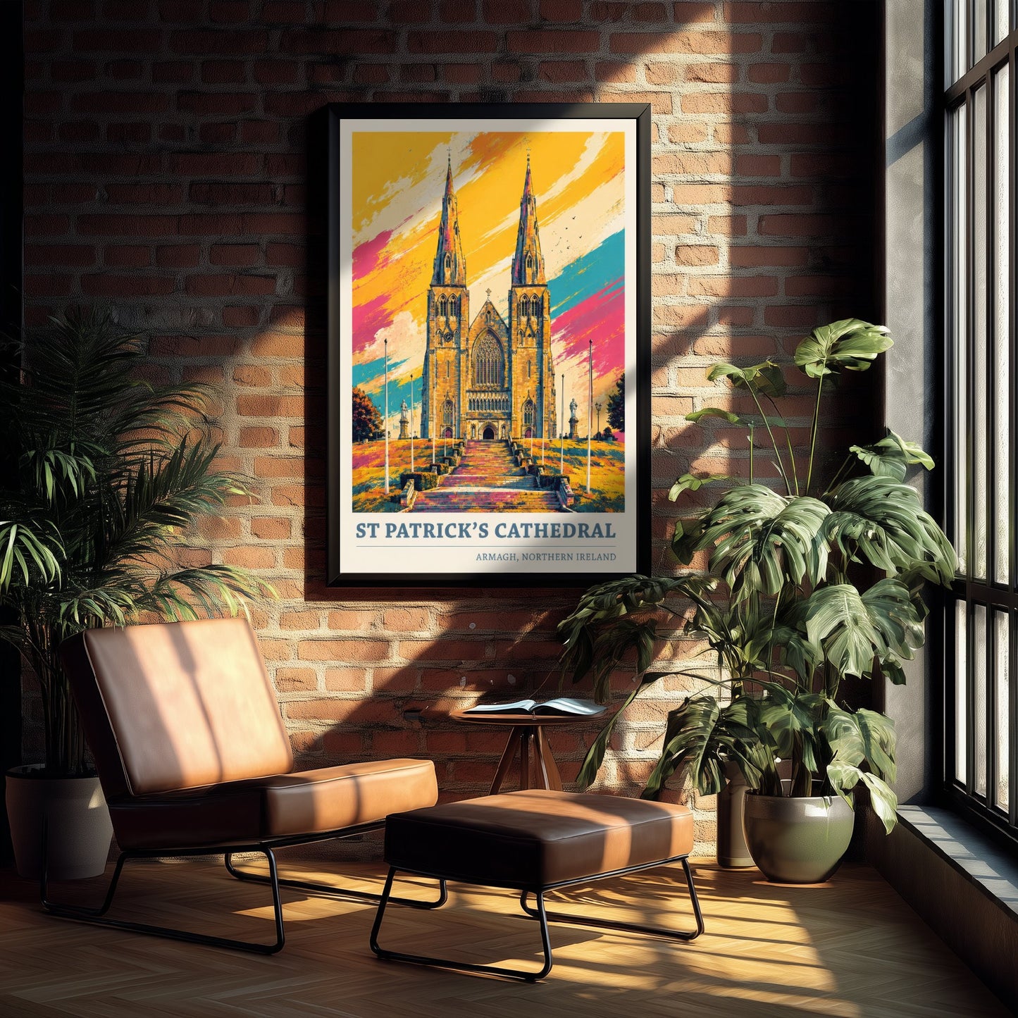 St Patrick's Cathedral Travel Poster - Armagh Art Print - Northern Ireland Painting - Vibrant Spires 2/3